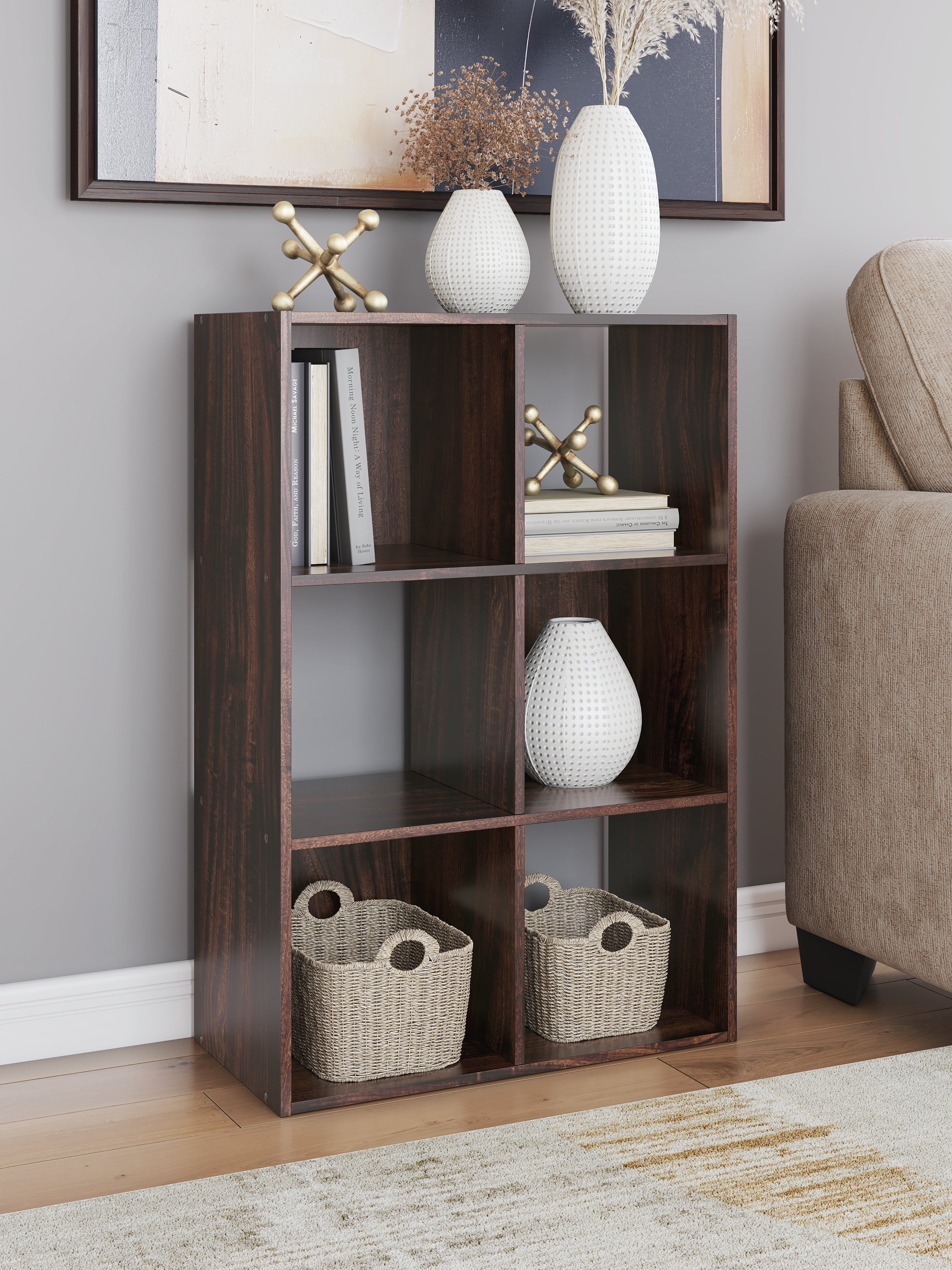 Diamond Furniture - Ashley Furniture - Glosmount Six Cube Organizer - Six Cube Organizer / Cherry/Light Brown - EA1055-3X2