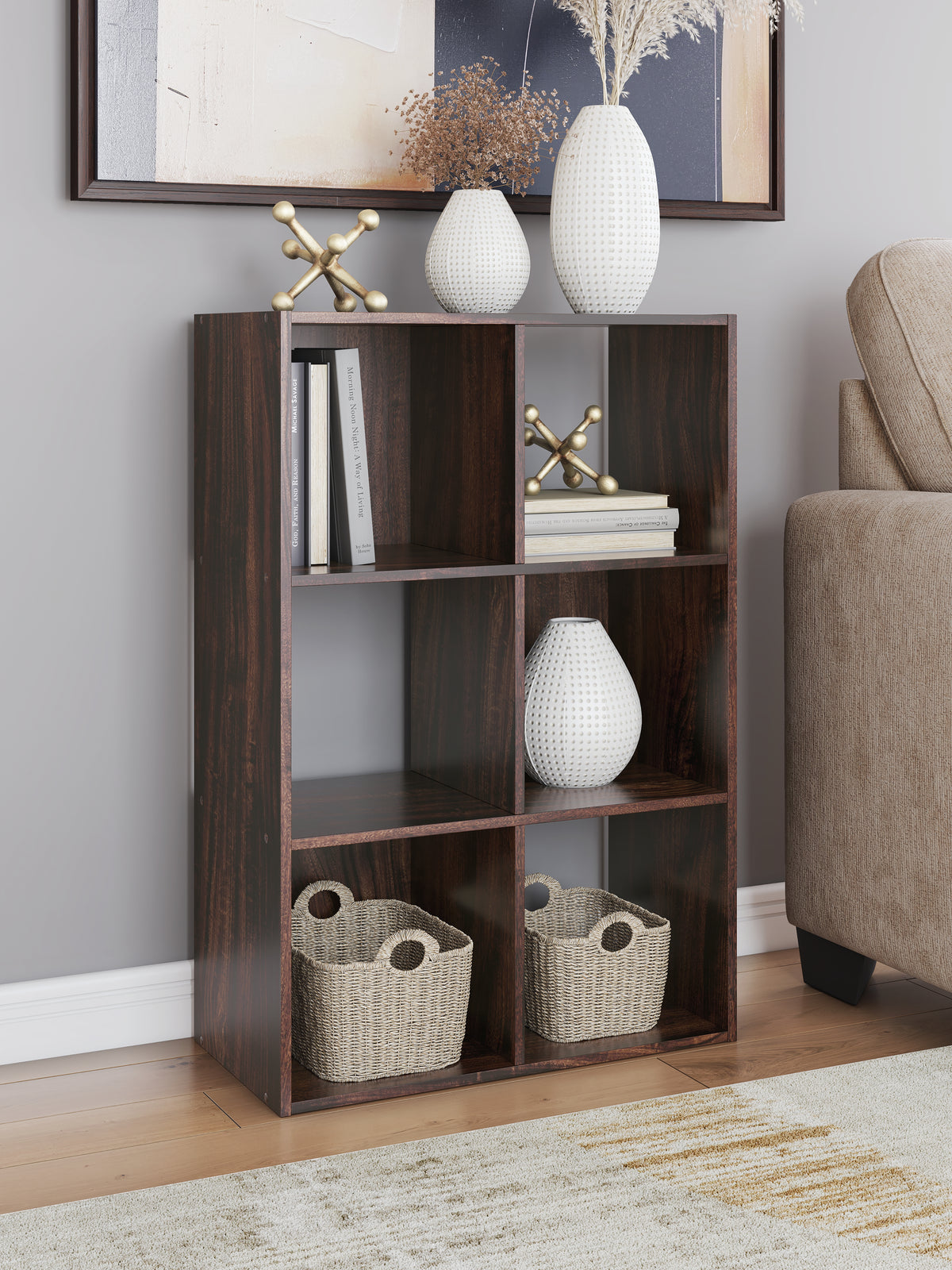 Diamond Furniture - Ashley Furniture - Glosmount Six Cube Organizer - Six Cube Organizer / Cherry/Light Brown - EA1055-3X2