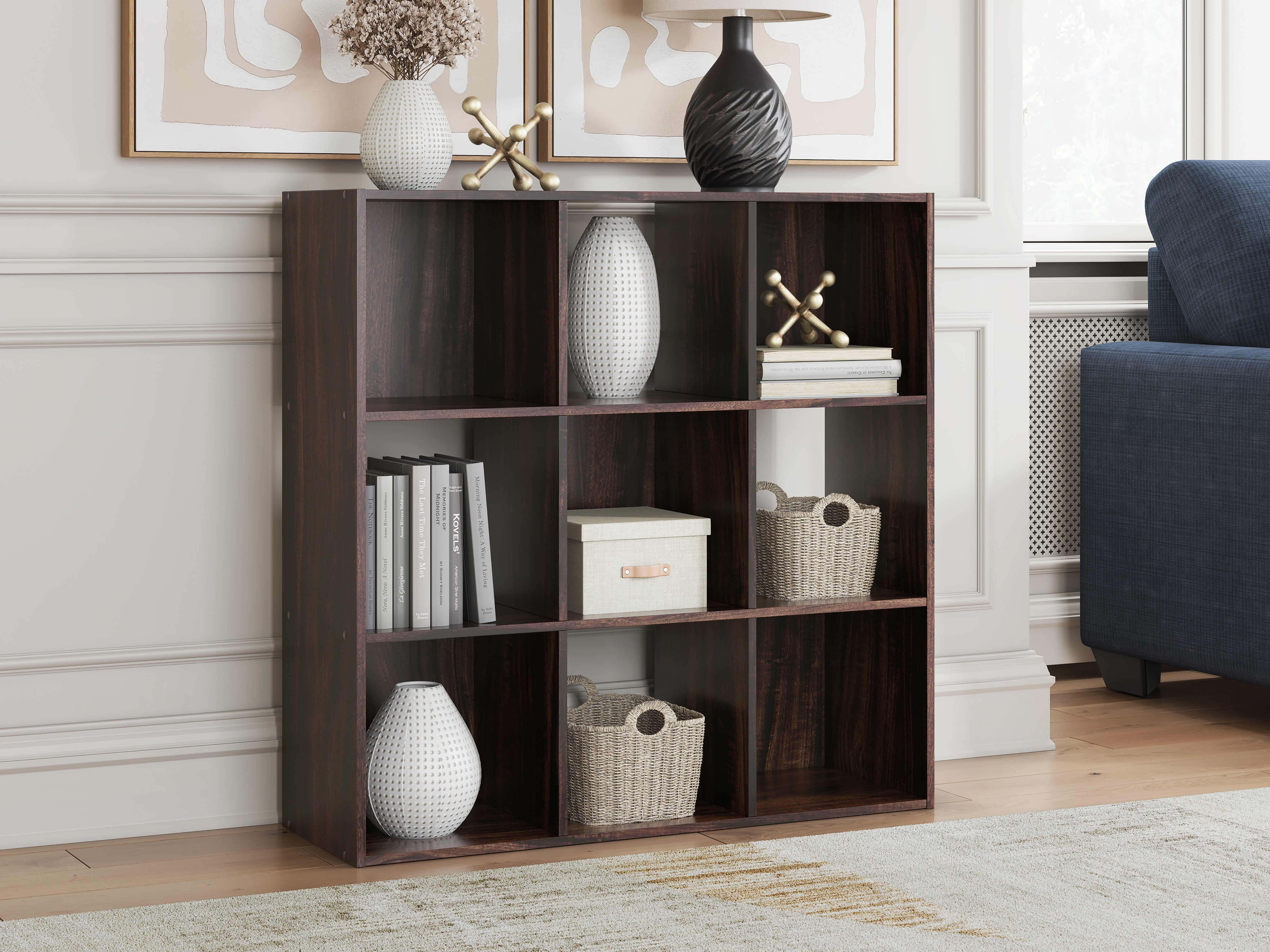 Diamond Furniture - Ashley Furniture - Glosmount Nine Cube Organizer - Nine Cube Organizer / Cherry/Light Brown - EA1055-3X3
