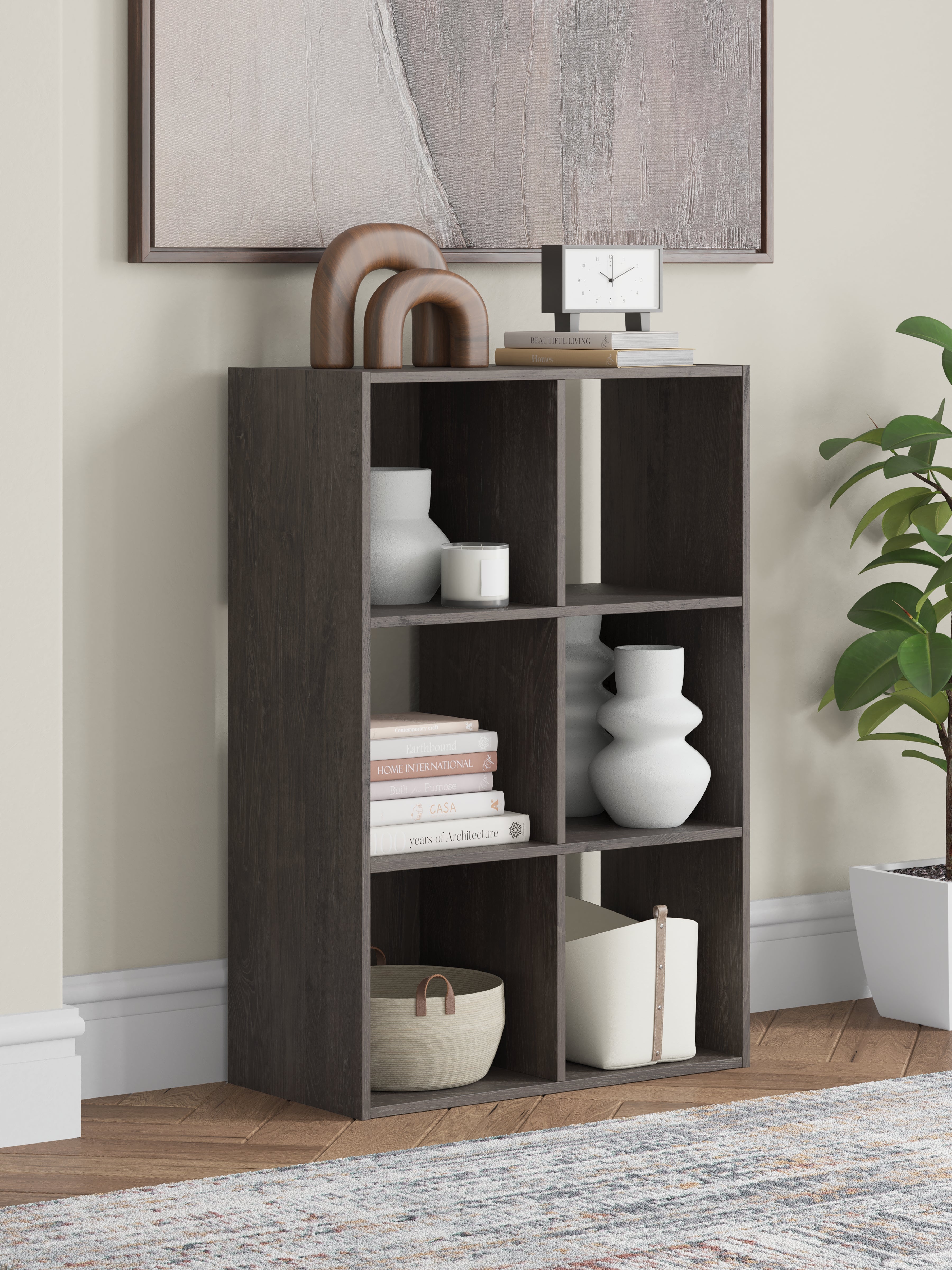 Diamond Furniture - Ashley Furniture - Piperton Six Cube Organizer - Six Cube Organizer / Charcoal - EA5514-3X2