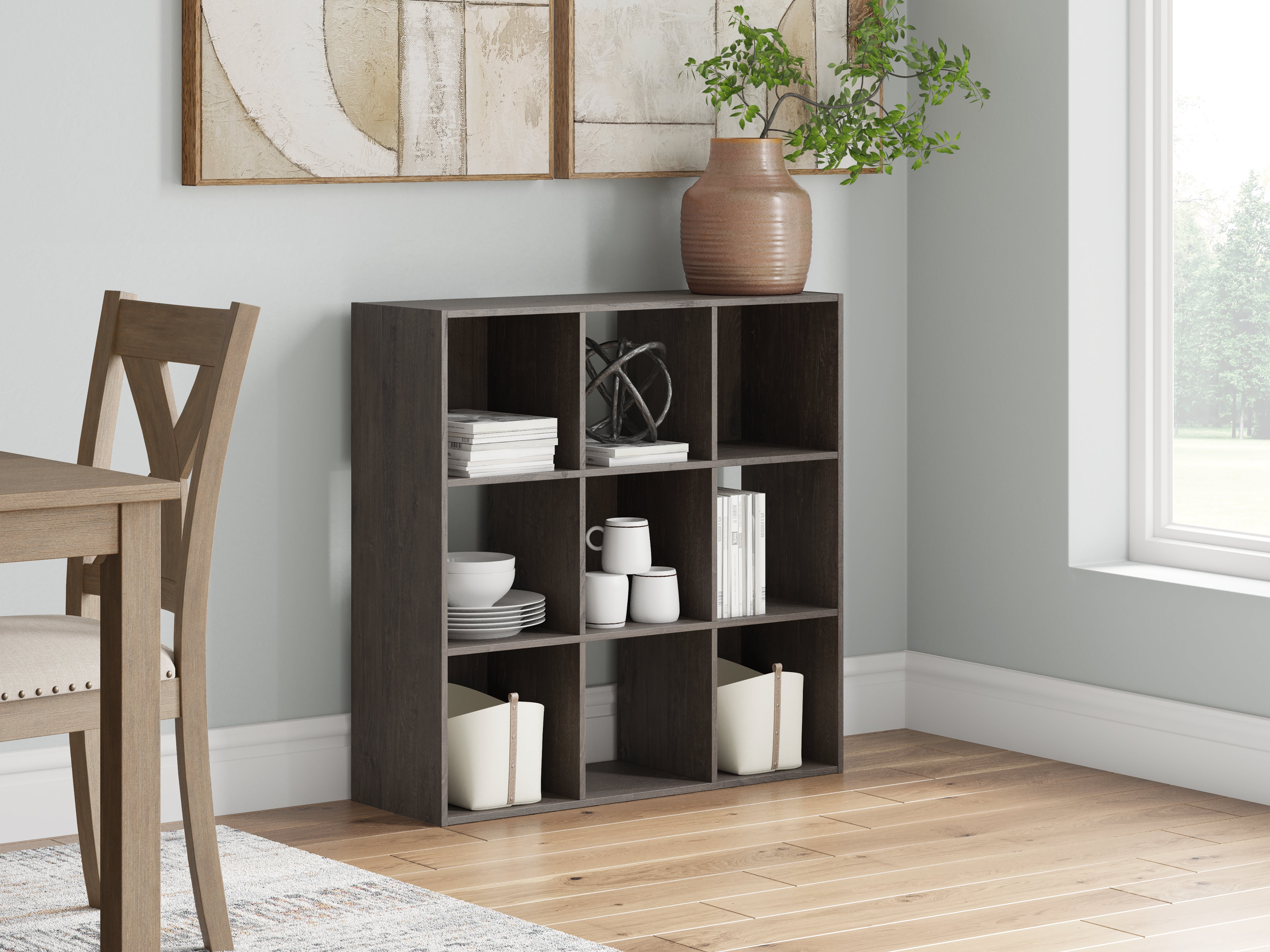 Diamond Furniture - Ashley Furniture - Piperton Nine Cube Organizer - Nine Cube Organizer / Charcoal - EA5514-3X3