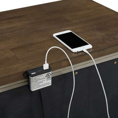 2-Drawer Nightstand with USB in Medium Brown and Washed Stone