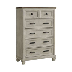 5-Drawer Chest in Medium Brown and Washed Stone