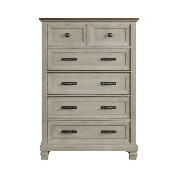 5-Drawer Chest in Medium Brown and Washed Stone