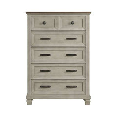 5-Drawer Chest in Medium Brown and Washed Stone