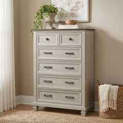 5-Drawer Chest in Medium Brown and Washed Stone