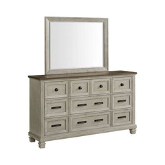 Dresser and Mirror in Medium Brown and Washed Stone