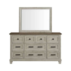 Dresser and Mirror in Medium Brown and Washed Stone