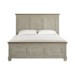 King Panel Bed in Medium Brown and Washed Stone