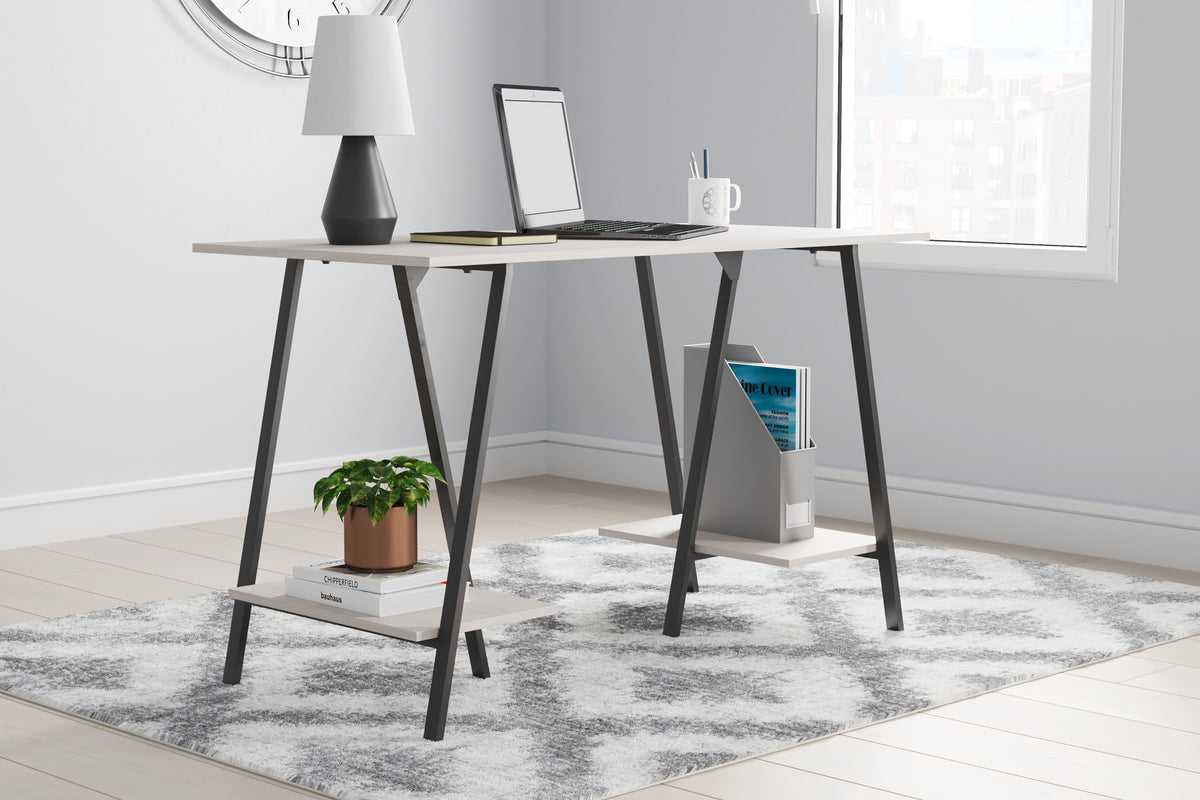 Diamond Furniture - Ashley Furniture - Bayflynn Office Desk - Home Office Desk / White/Black - H288-27