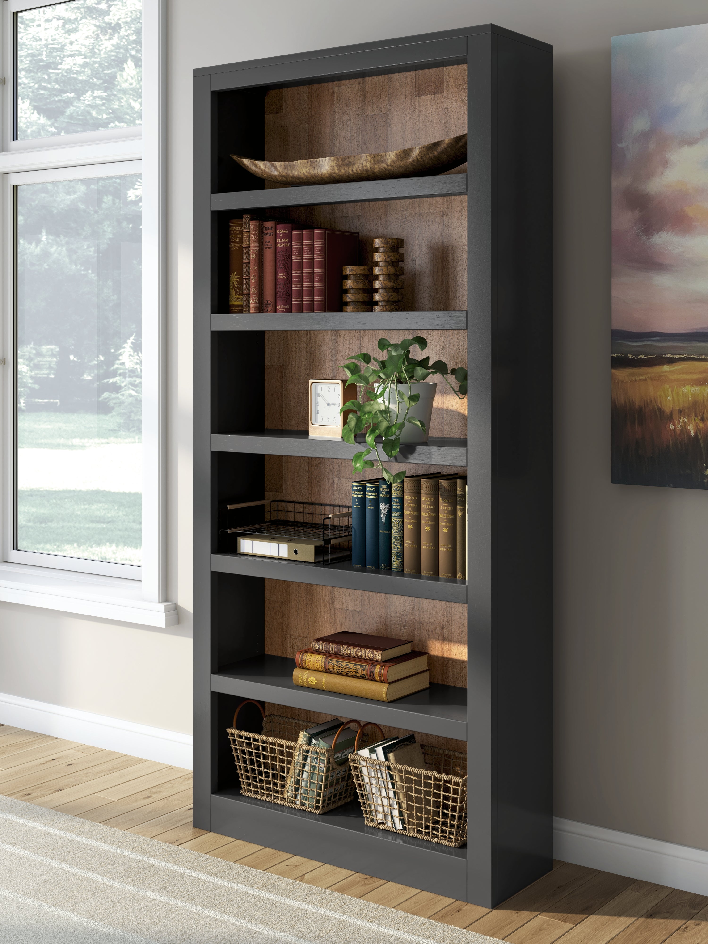 Diamond Furniture - Ashley Furniture - Wildenauer Bookcase - Bookcase / Brown/Black - H664-70