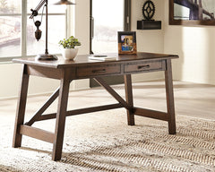 Diamond Furniture - Ashley Furniture - Baldridge Office Desk - Home Office Large Leg Desk / Rustic Brown - H675-44