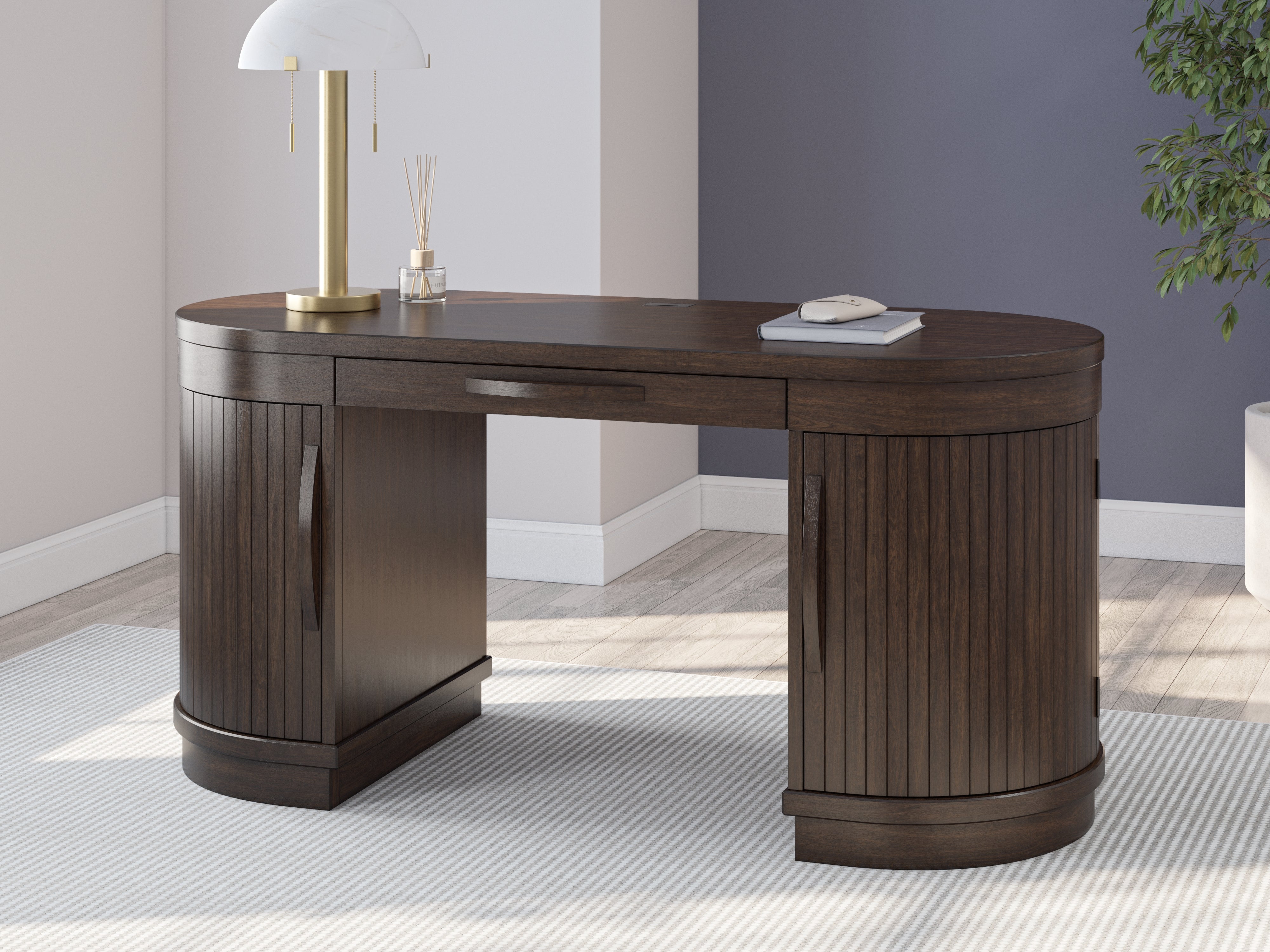 Diamond Furniture - Ashley Furniture - Korestone Office Desk - Home Office Desk / Warm Brown - H687-27