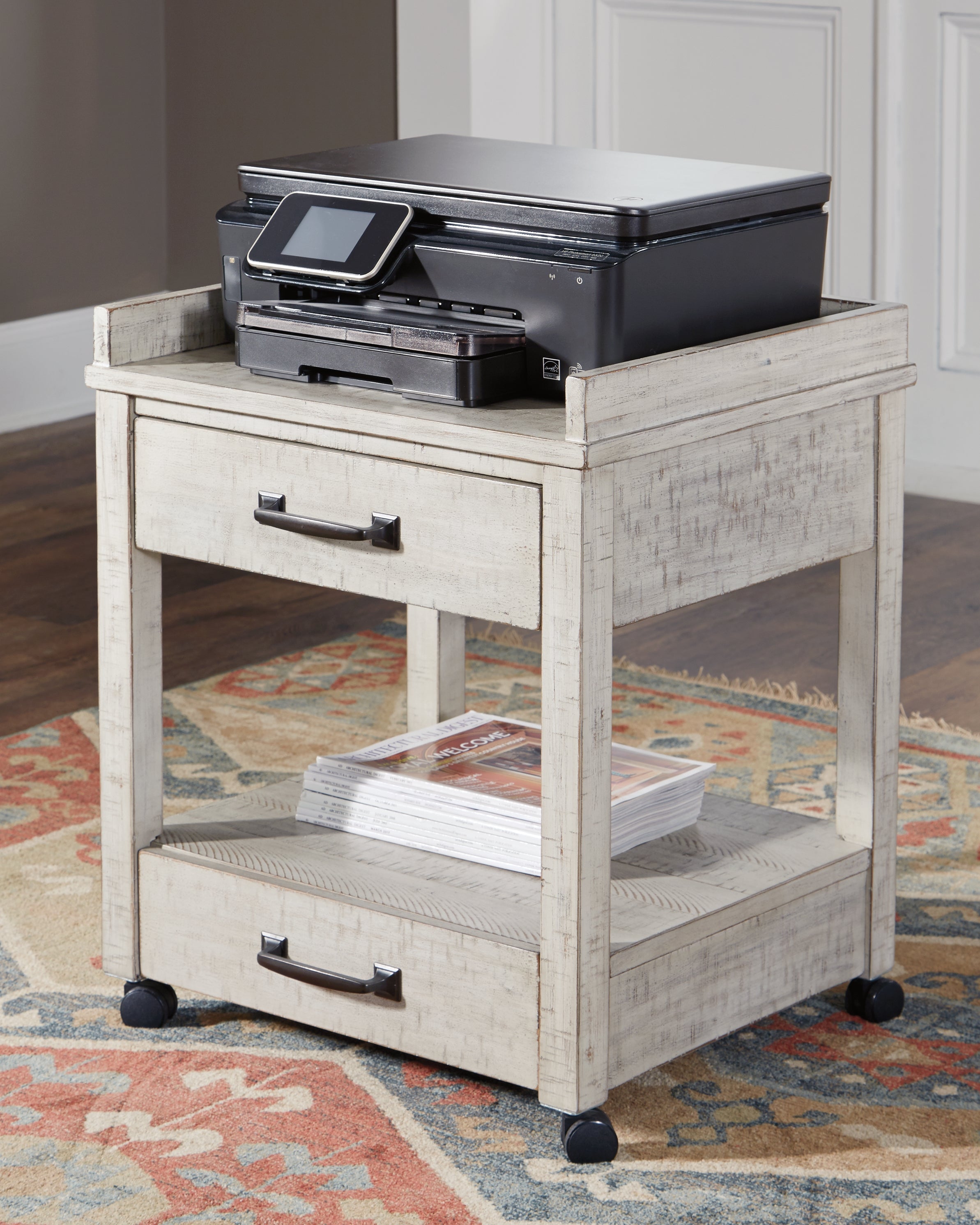 Diamond Furniture - Ashley Furniture - Carynhurst Printer Stand - Printer Stand / Whitewash - H755-11