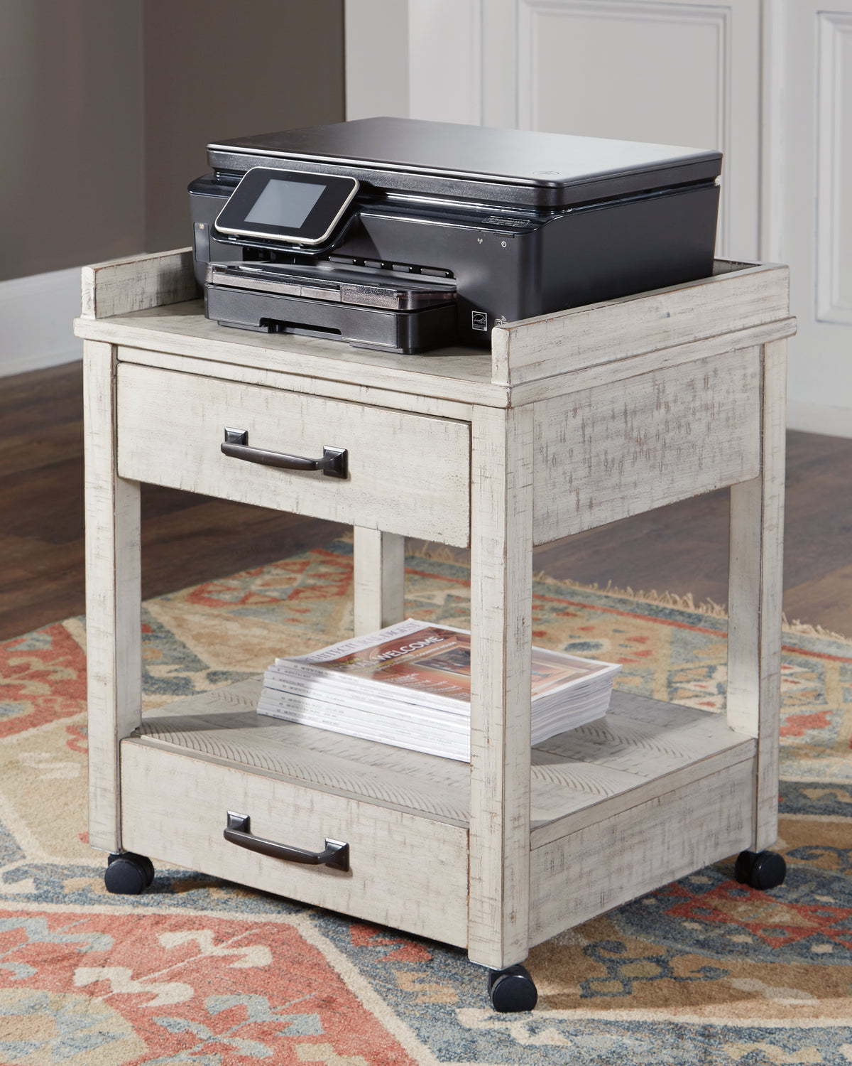 Diamond Furniture - Ashley Furniture - Carynhurst Printer Stand - Printer Stand / Whitewash - H755-11