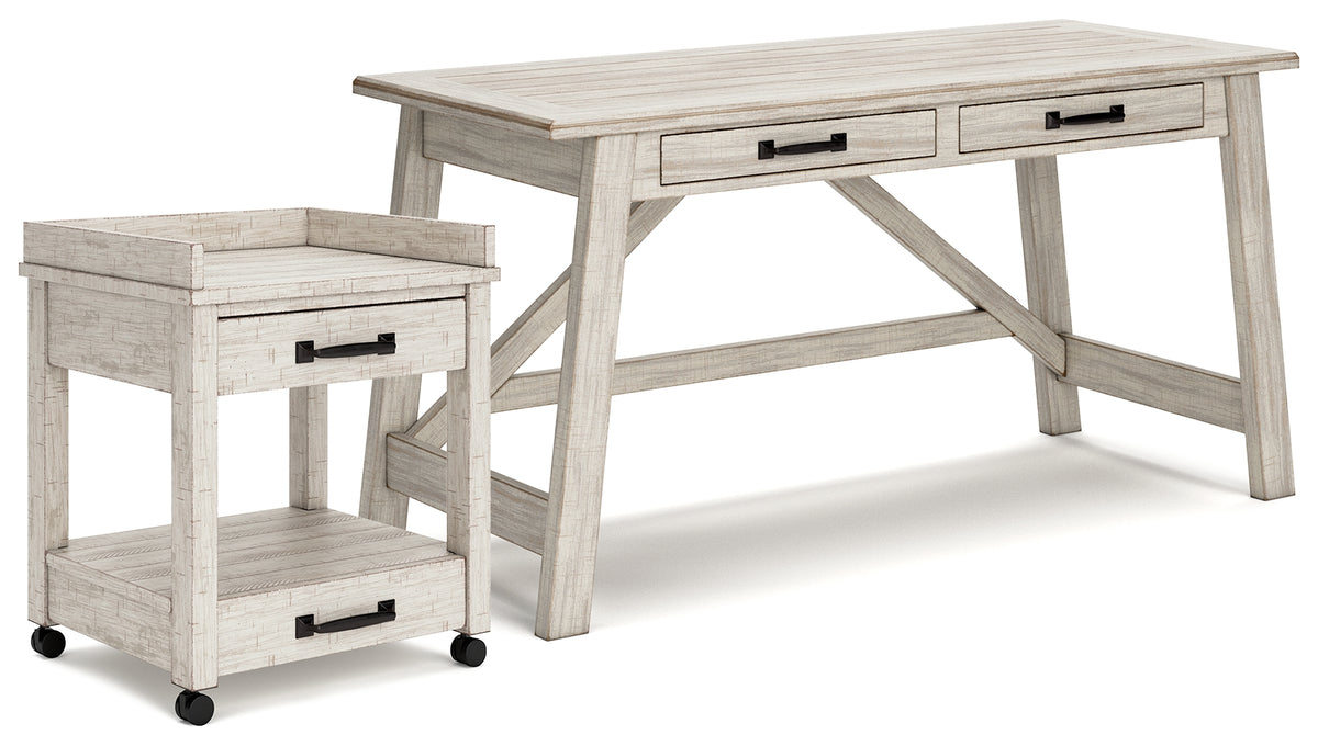 Diamond Furniture - Ashley Furniture - Carynhurst Home Office Desk and Printer Stand - Home Office Desk and Printer Stand - H755H1