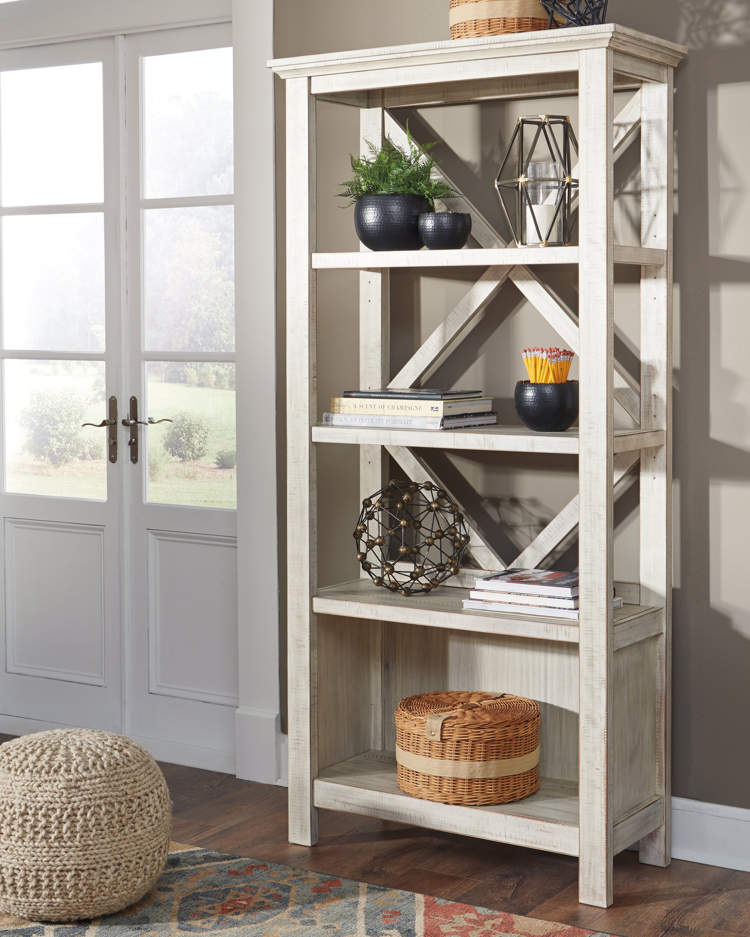 Diamond Furniture - Ashley Furniture - Carynhurst Bookcase - Large Bookcase / Whitewash - H755-17