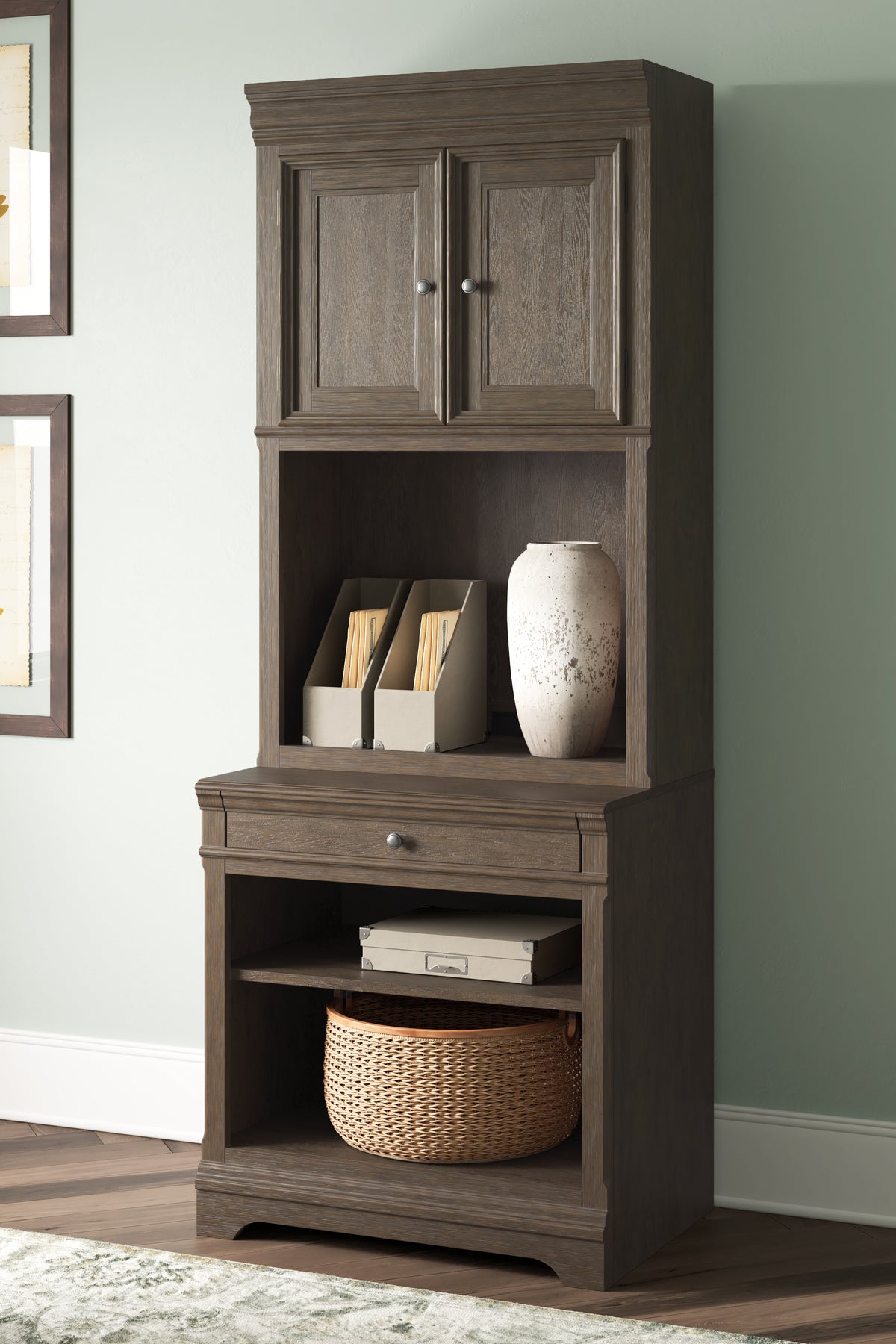 Diamond Furniture - Ashley Furniture - Janismore Bookcase - Bookcase / Weathered Gray - H776H7