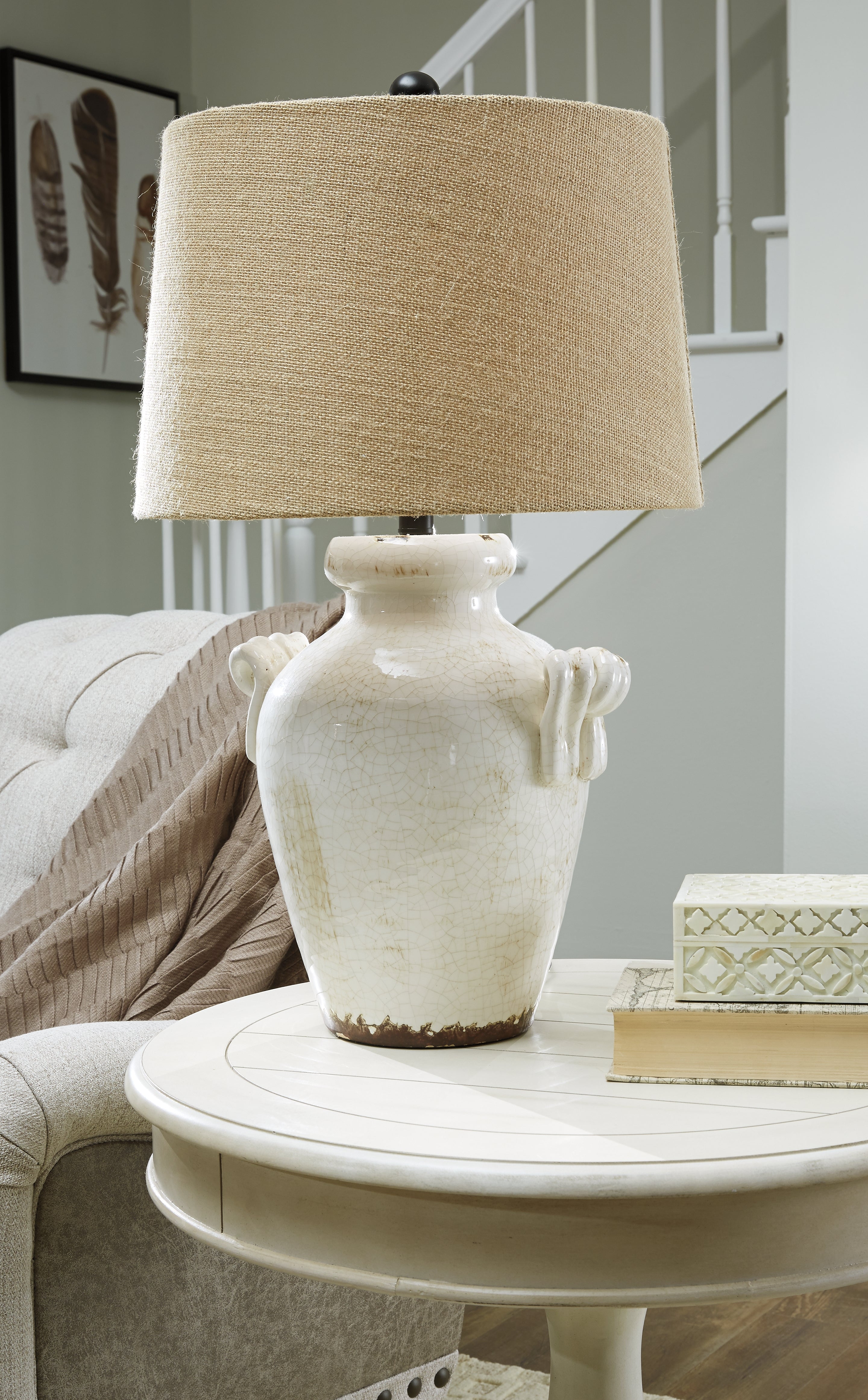 Diamond Furniture - Ashley Furniture - Emelda Lighting - Table Lamp (Set of 2) / Cream - L100664X2