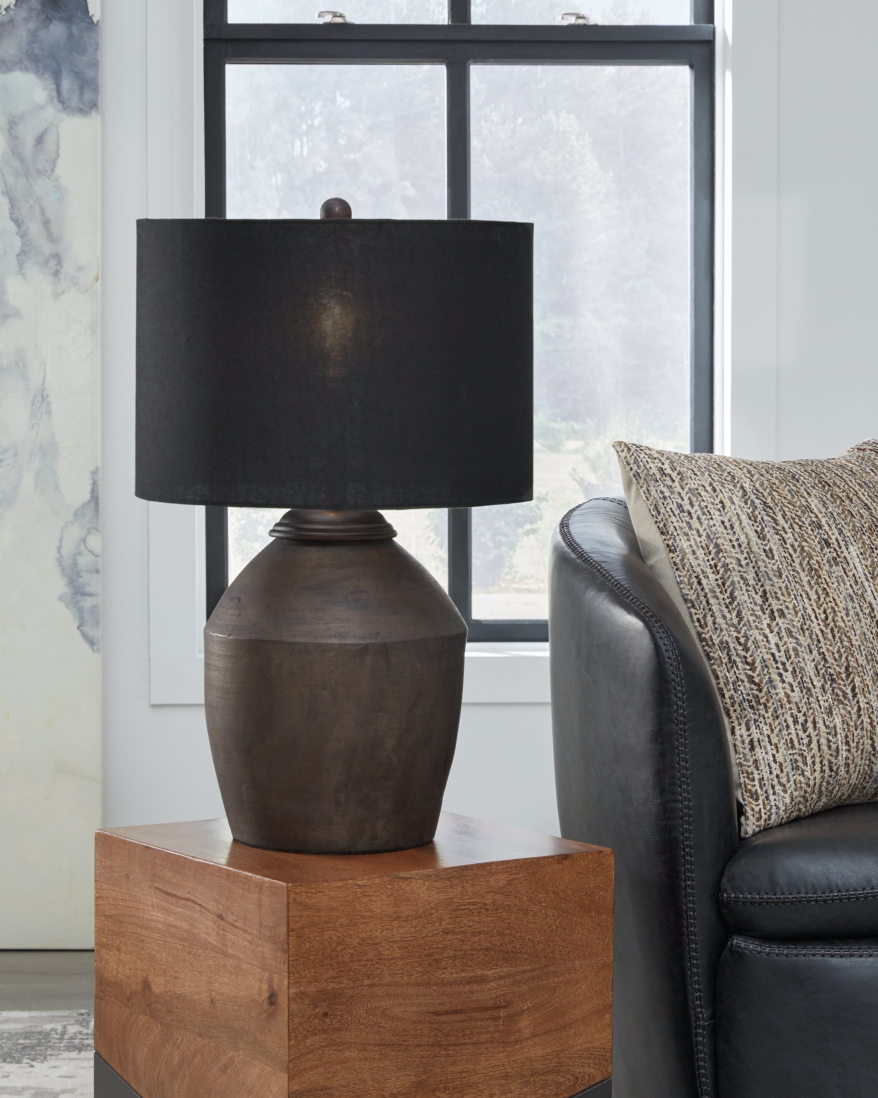 Diamond Furniture - Ashley Furniture - Naareman Lighting - 2-Piece Lamp Set / Metallic Black - L100804X2