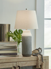Diamond Furniture - Ashley Furniture - Afener Lighting - Ceramic Table Lamp (Set of 2) / Blue/Beige - L177984