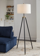 Diamond Furniture - Ashley Furniture - Cashner Lighting - Metal Floor Lamp (1/CN) / Black/Gold Finish - L206101