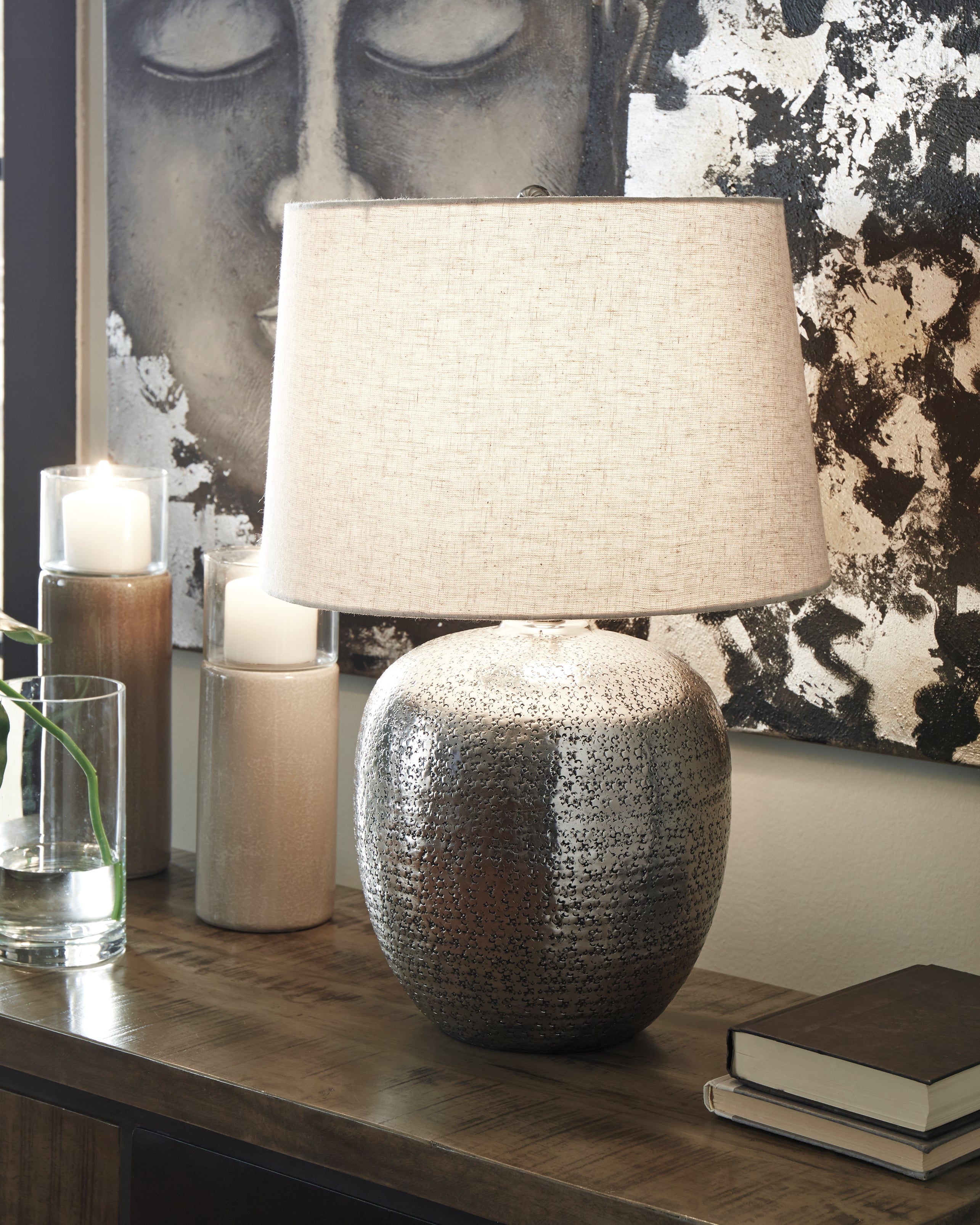Diamond Furniture - Ashley Furniture - Magalie Lighting - Table Lamp (Set of 2) / Antique Silver Finish - L207314X2