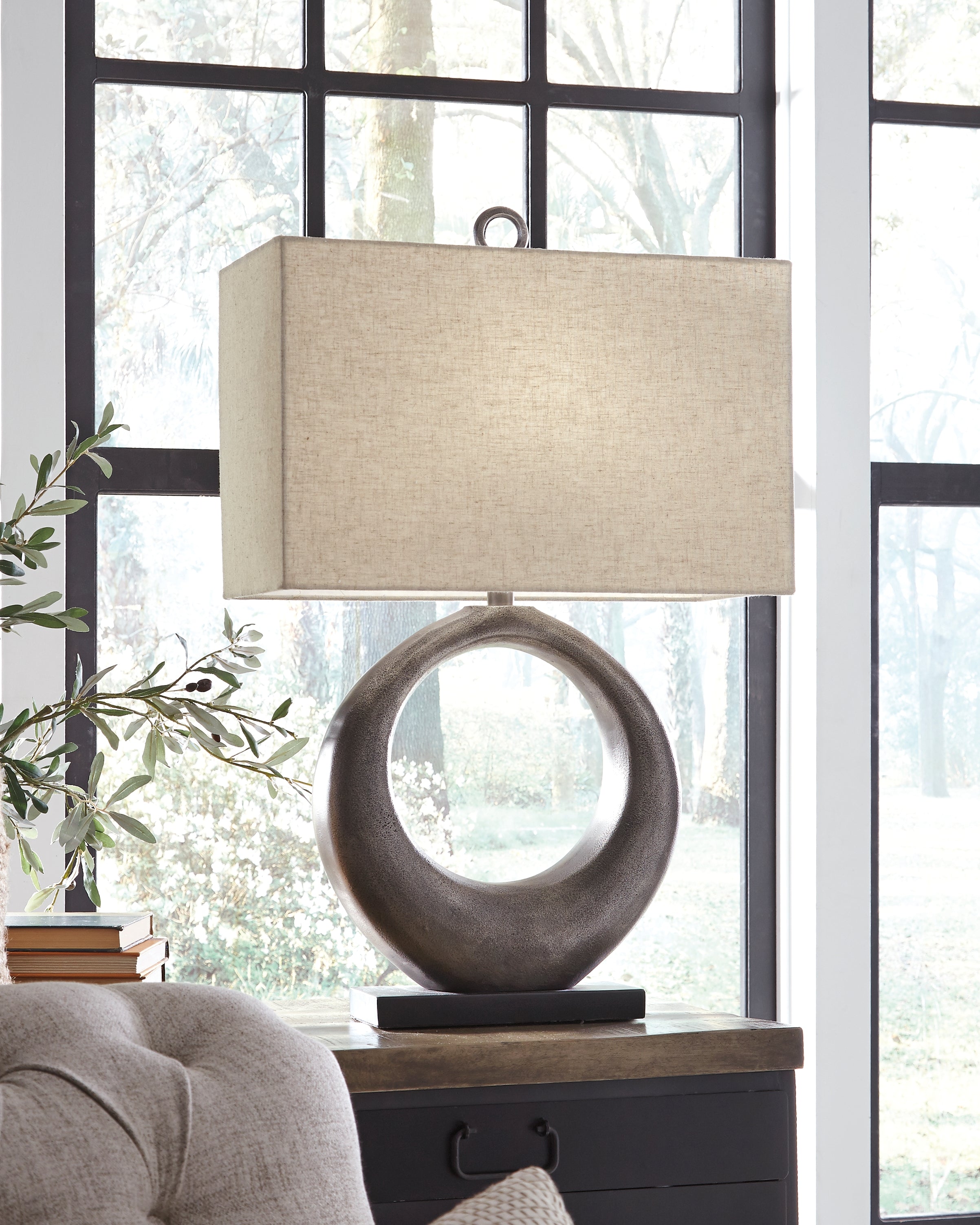 Diamond Furniture - Ashley Furniture - Saria Lighting - Table Lamp (Set of 2) / Antique Silver Finish - L207394X2