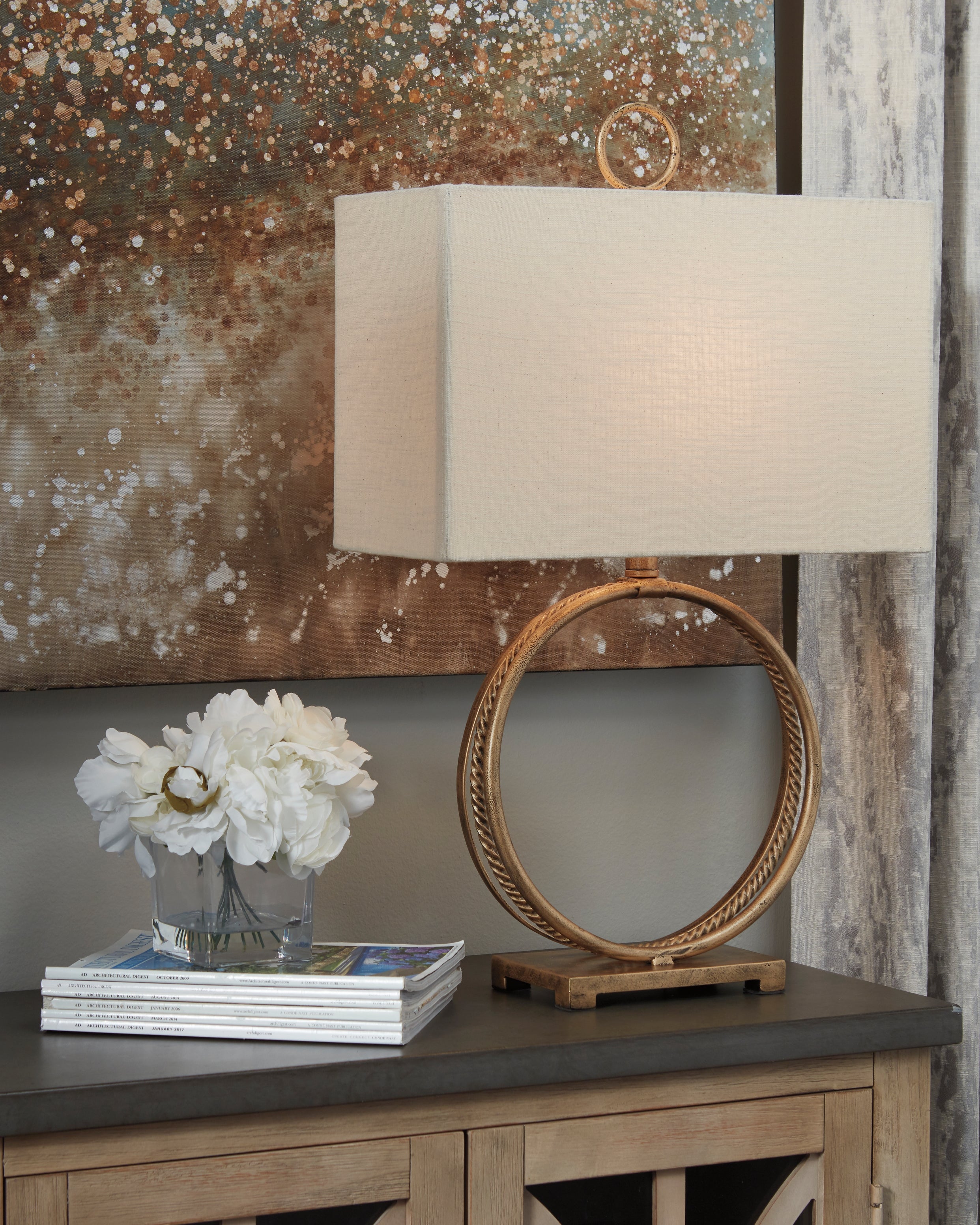 Diamond Furniture - Ashley Furniture - Mahala Lighting - Table Lamp (Set of 2) / Antique Gold Finish - L208124X2