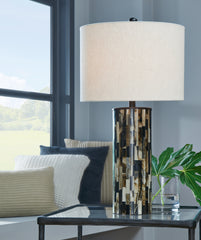 Diamond Furniture - Ashley Furniture - Ellford Lighting - Poly Table Lamp (1/CN) / Black/Brown/Cream - L235684