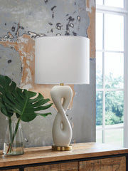 Diamond Furniture - Ashley Furniture - Judrich Lighting - Poly Table Lamp (1/CN) / White/Gold Finish - L236024