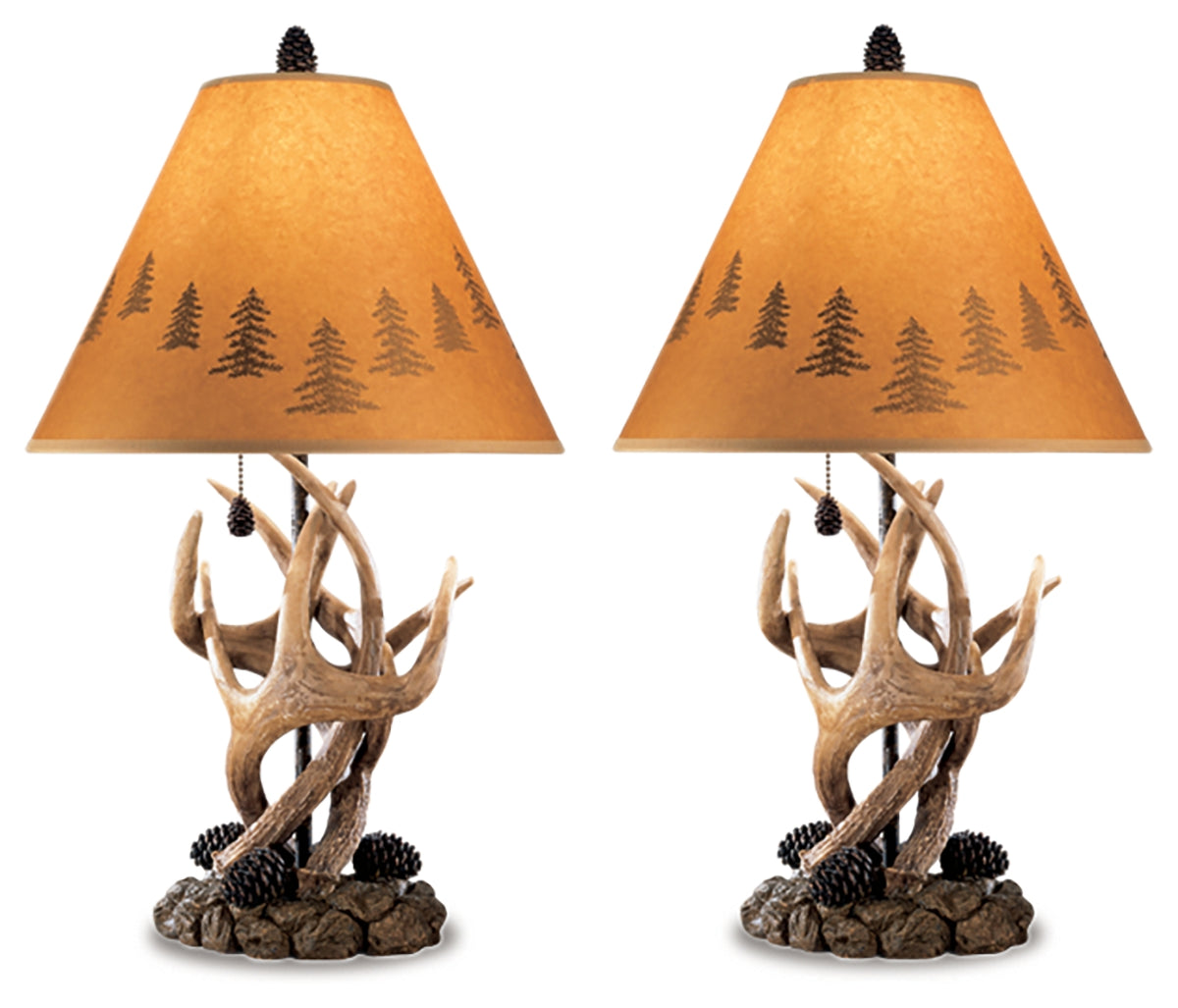 Diamond Furniture - Ashley Furniture - Derek Table Lamp (Set of 2) - Poly Table Lamp (Set of 2) / Brown - L316984