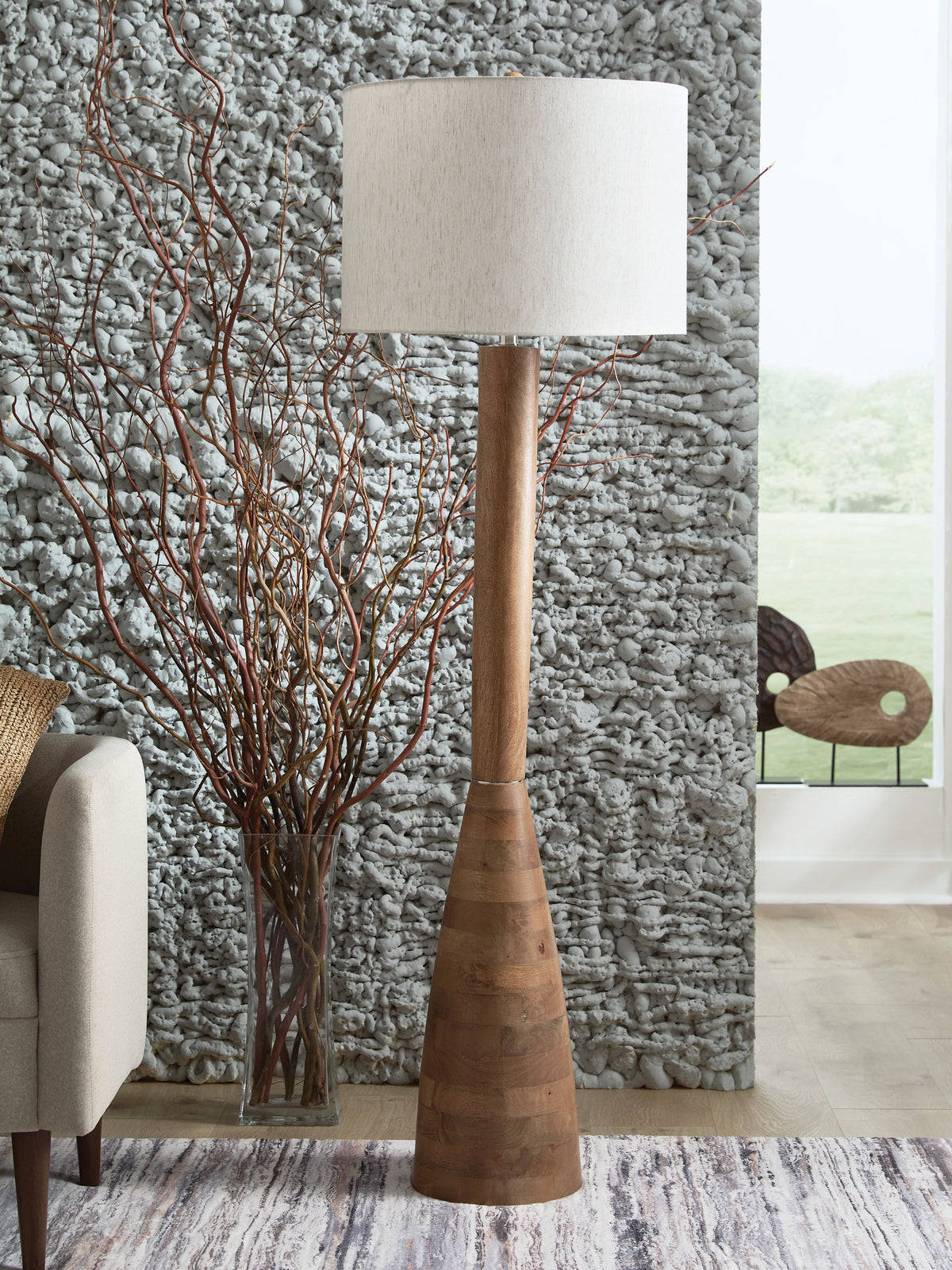 Diamond Furniture - Ashley Furniture - Ailsa Lighting - Wood Floor Lamp (1/CN) / Natural Brown - L329111