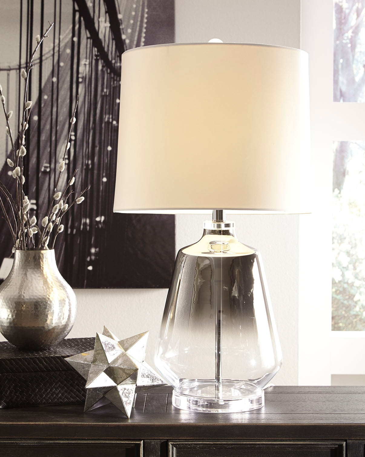 Diamond Furniture - Ashley Furniture - Jaslyn Lighting - Table Lamp (Set of 2) / Silver Finish - L430414X2