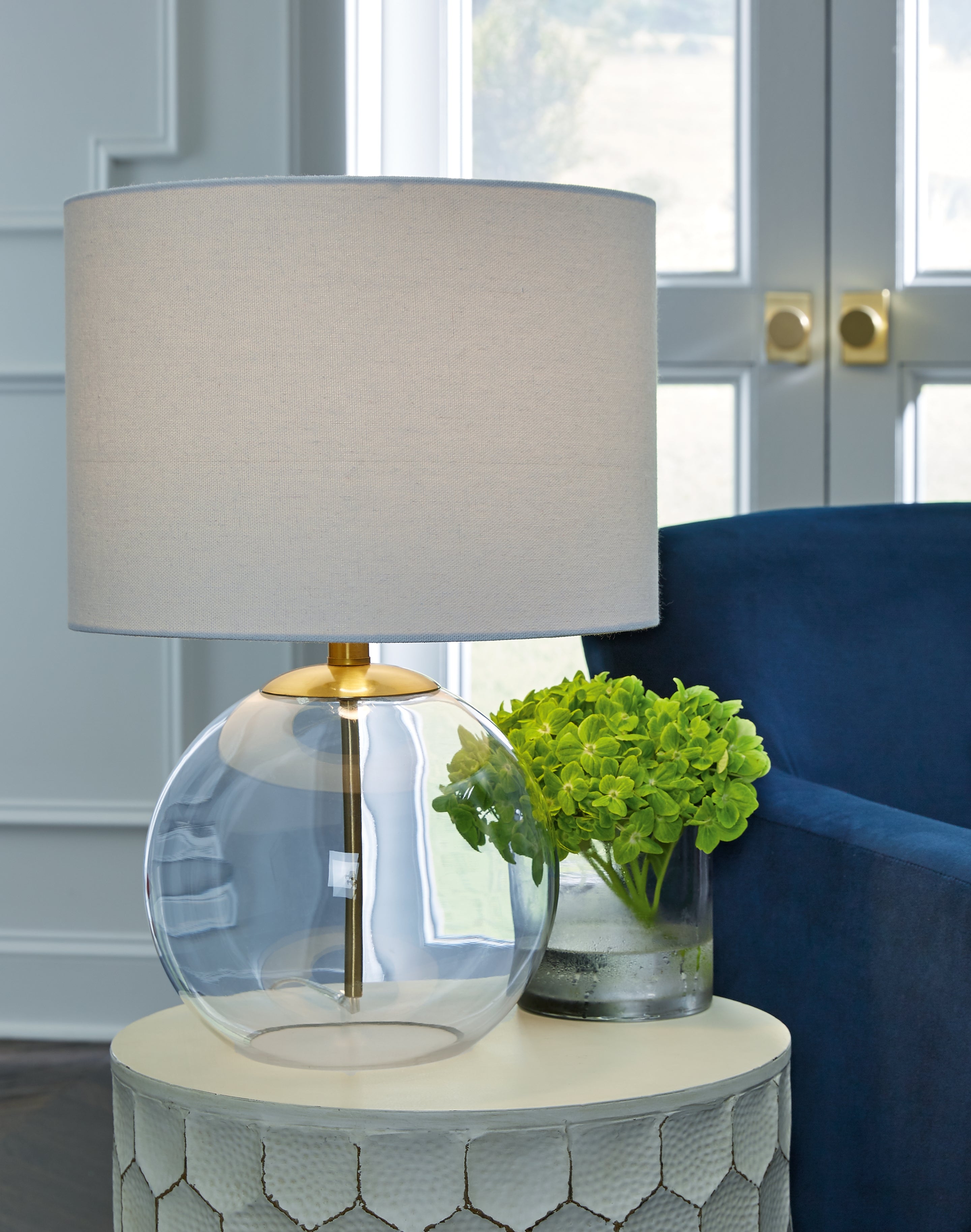 Diamond Furniture - Ashley Furniture - Samder Lighting - Table Lamp (Set of 2) / Clear/Brass Finish - L430744X2