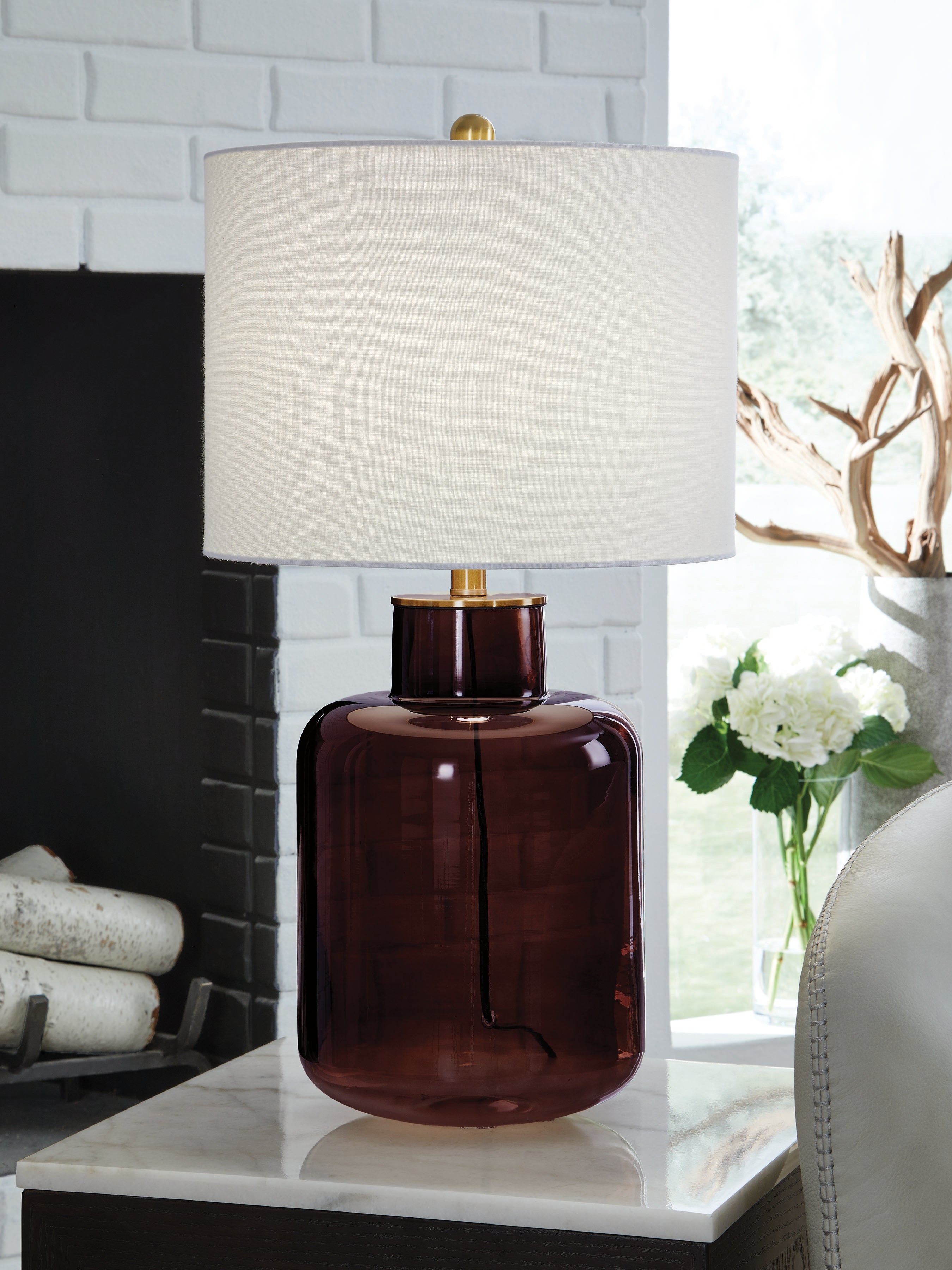 Diamond Furniture - Ashley Furniture - Mette Lighting - Glass Table Lamp (1/CN) / Brown/Gold Finish - L430924