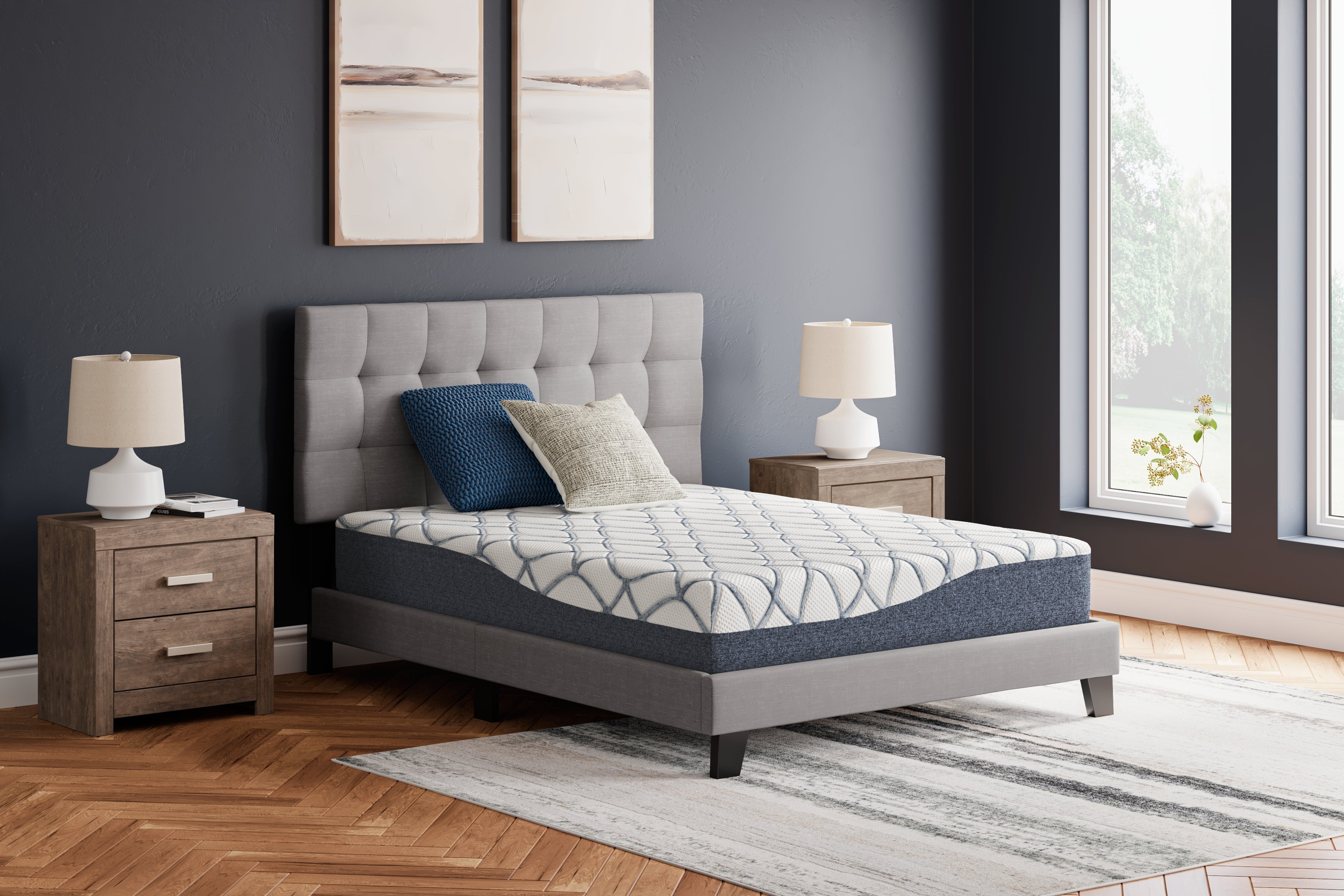 Diamond Furniture - Ashley Furniture - 10 Inch Chime Elite 2.0 Mattresses - Full / White/Blue - M42521