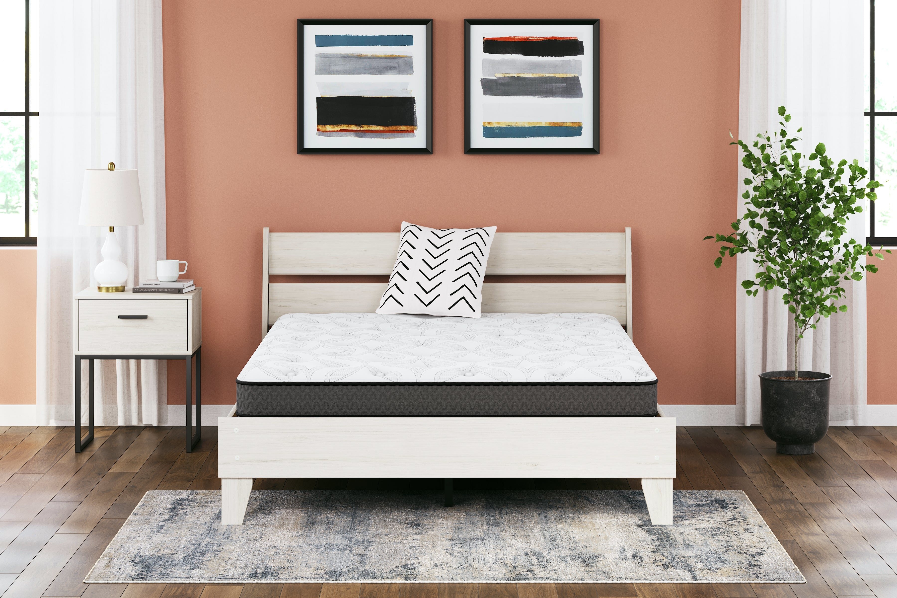 Diamond Furniture - Ashley Furniture - 8 Inch Bonnell Hybrid Mattresses - King / White - M58741