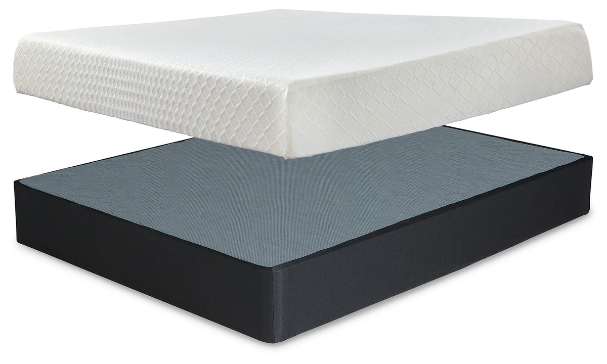 Diamond Furniture - Ashley Furniture - 10 Inch Chime Memory Foam King Mattress and Foundation - King Mattress and Foundation / White - M699M1