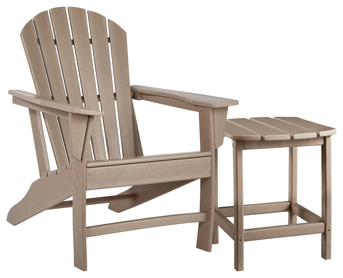 Diamond Furniture - Ashley Furniture - Sundown Treasure Adirondack Chair with End Table - Adirondack Chair with End Table / Driftwood - P014P1