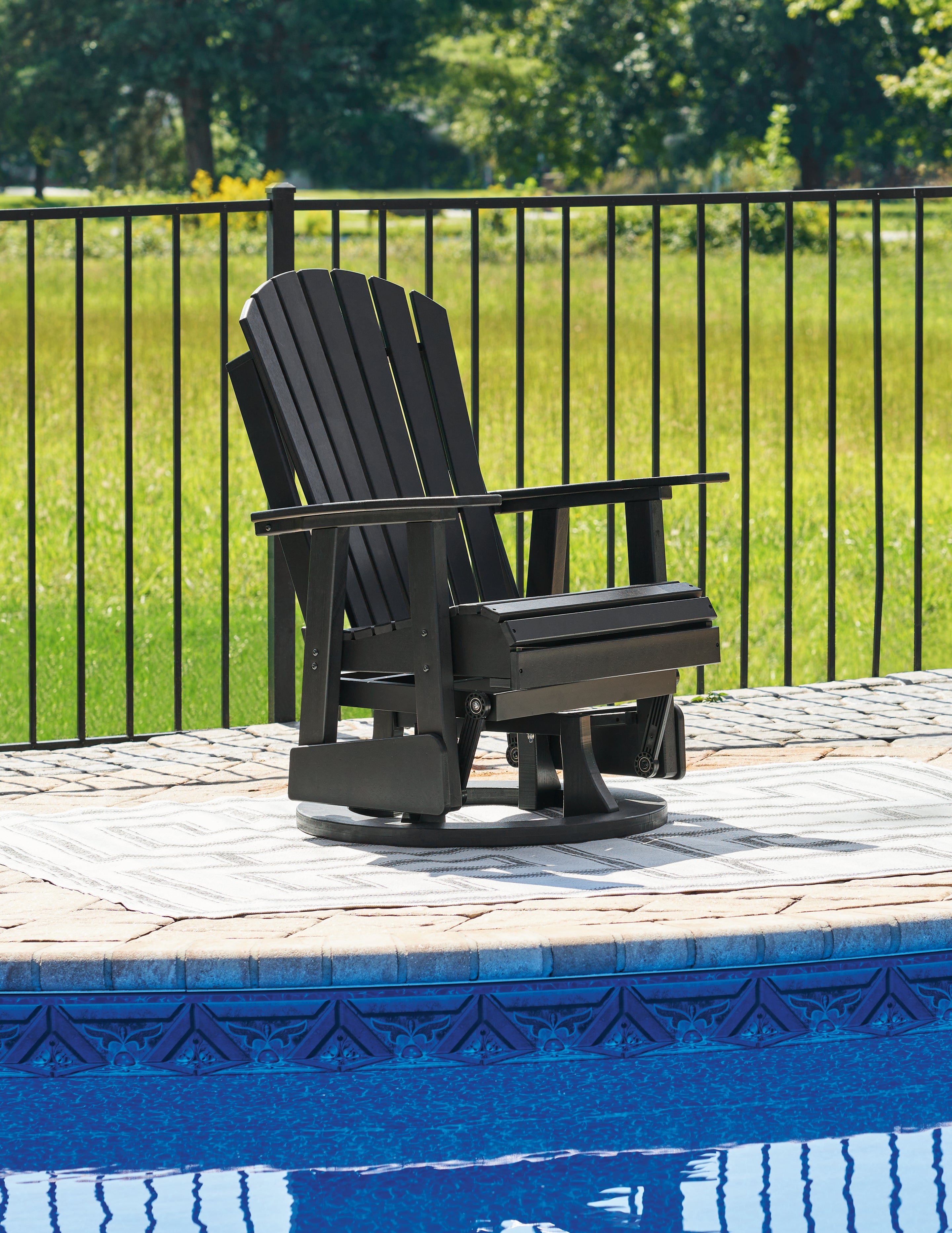 Diamond Furniture - Ashley Furniture - Hyland wave Outdoor - Swivel Glider Chair / Black - P108-820