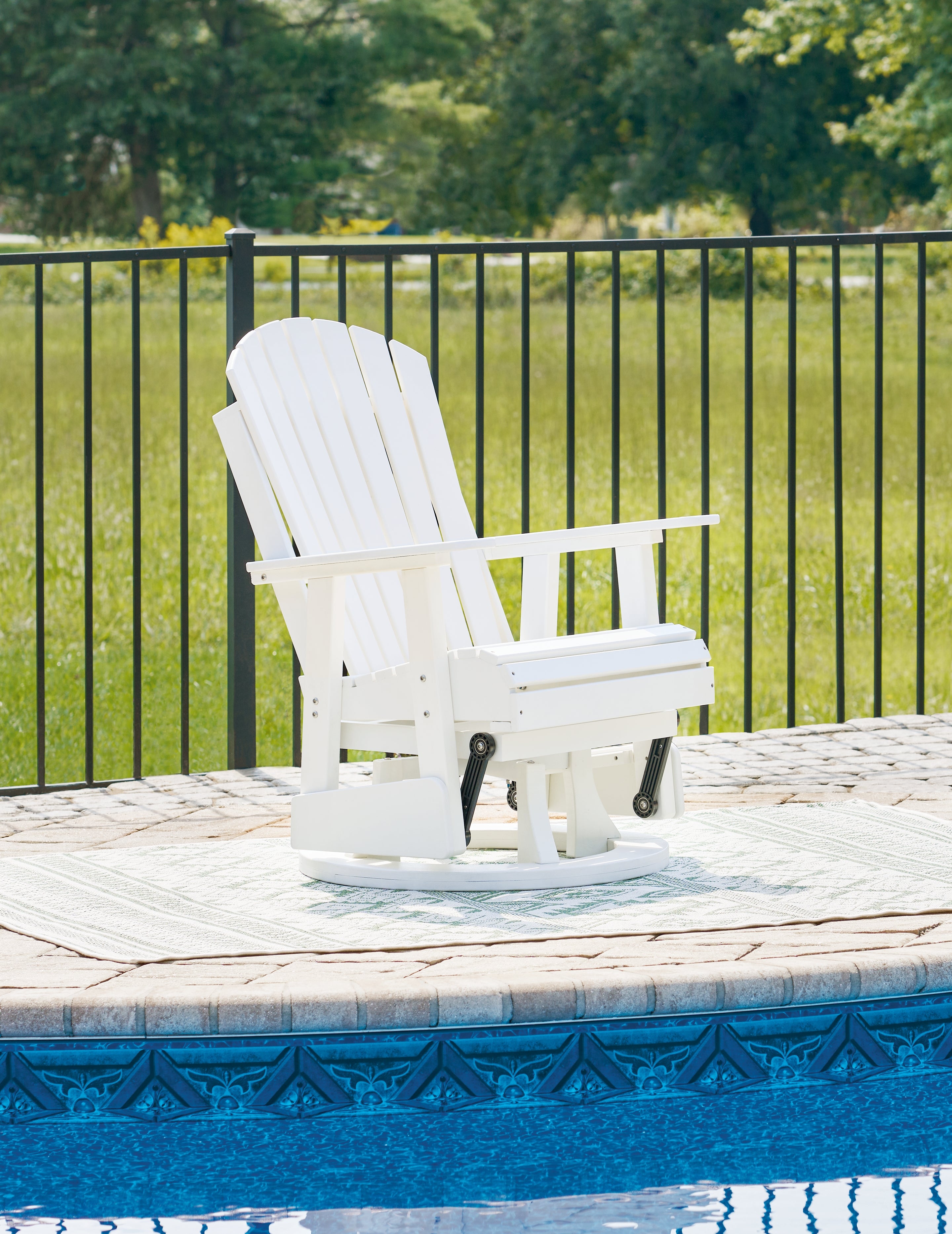 Diamond Furniture - Ashley Furniture - Hyland wave Outdoor - Swivel Glider Chair / White - P111-820