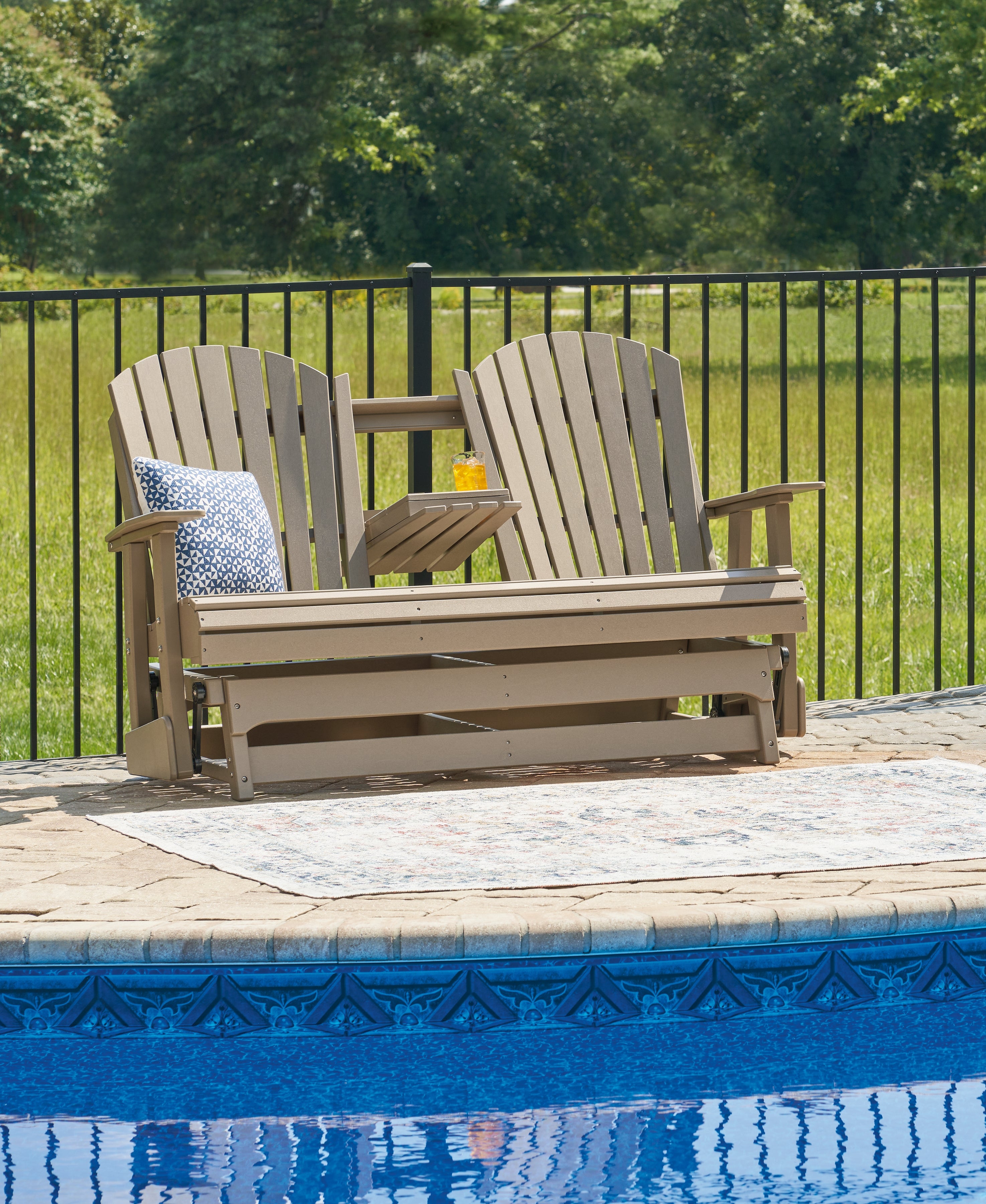 Diamond Furniture - Ashley Furniture - Hyland wave Outdoor - Glider Loveseat / Driftwood - P114-835