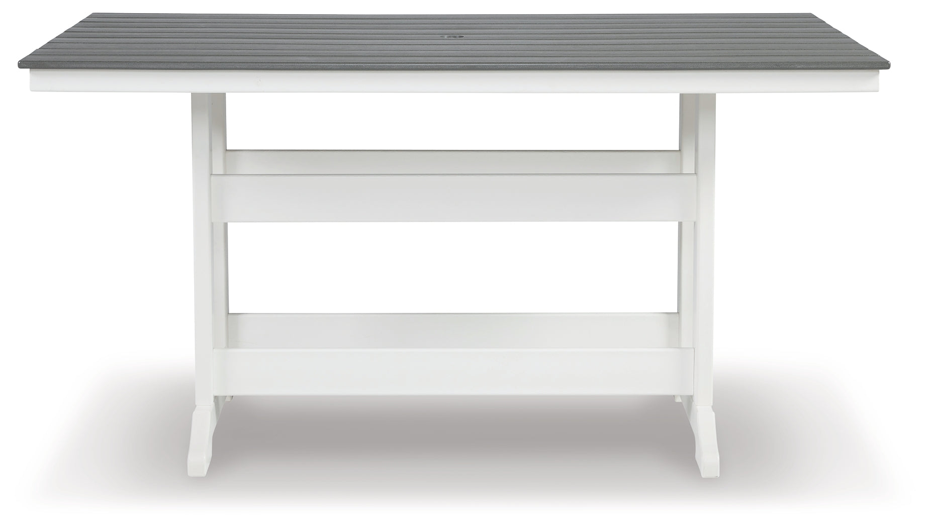 Diamond Furniture - Ashley Furniture - Transville Outdoor - RECT COUNTER TABLE W/UMB OPT / Gray/White - P210-642