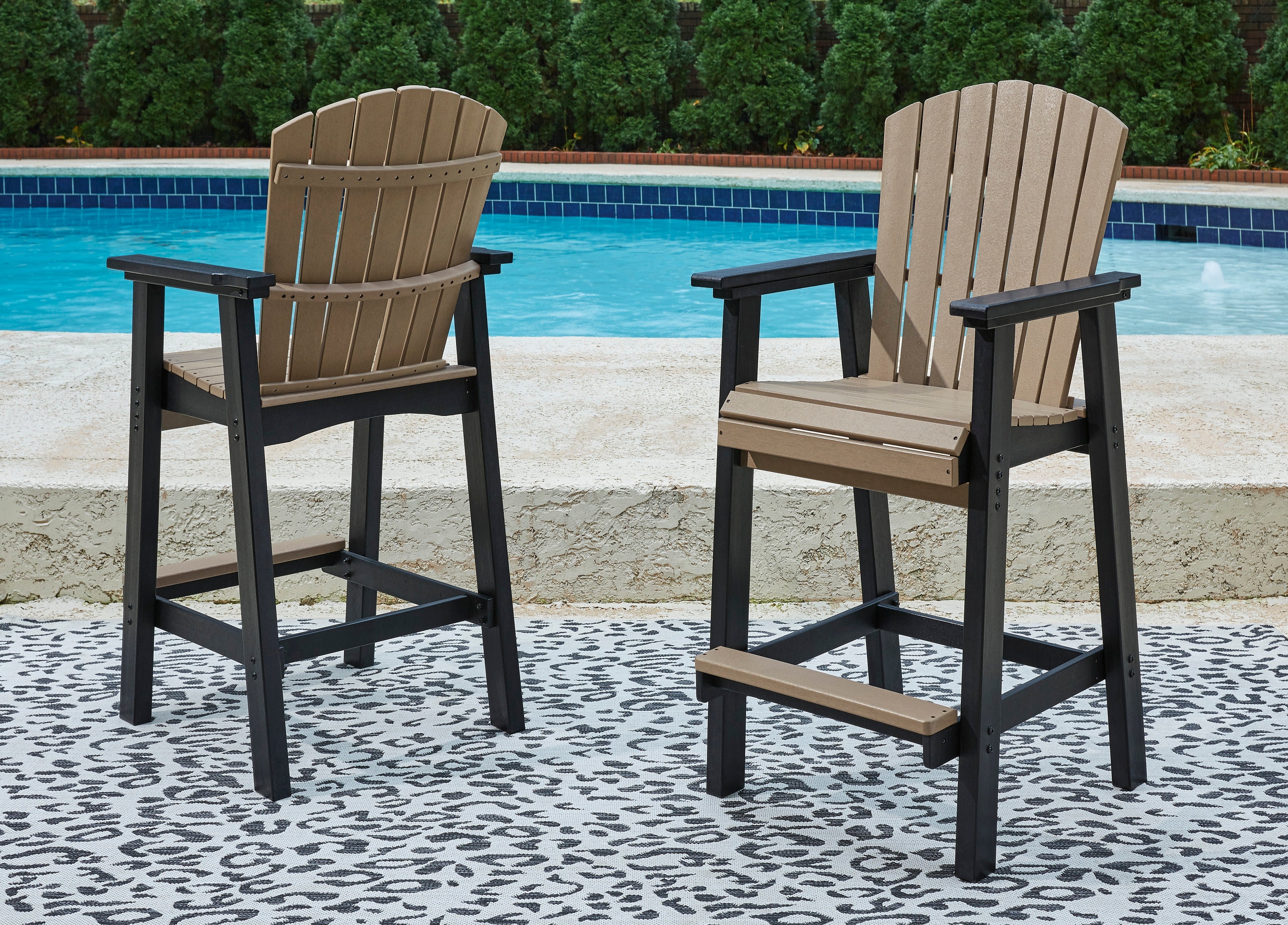 Diamond Furniture - Ashley Furniture - Fairen Trail Outdoor - Tall Barstool (Set of 2) / Black/Driftwood - P211-130