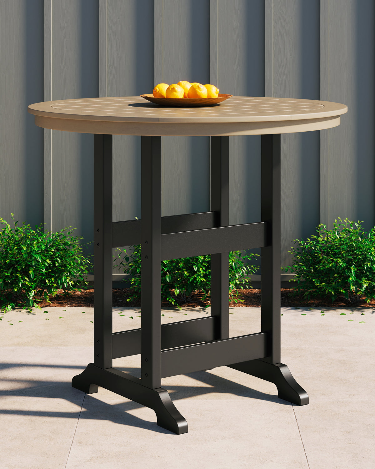 Diamond Furniture - Ashley Furniture - Fairen Trail Outdoor - Square Counter TBL w/UMB OPT / Black/Driftwood - P211-632