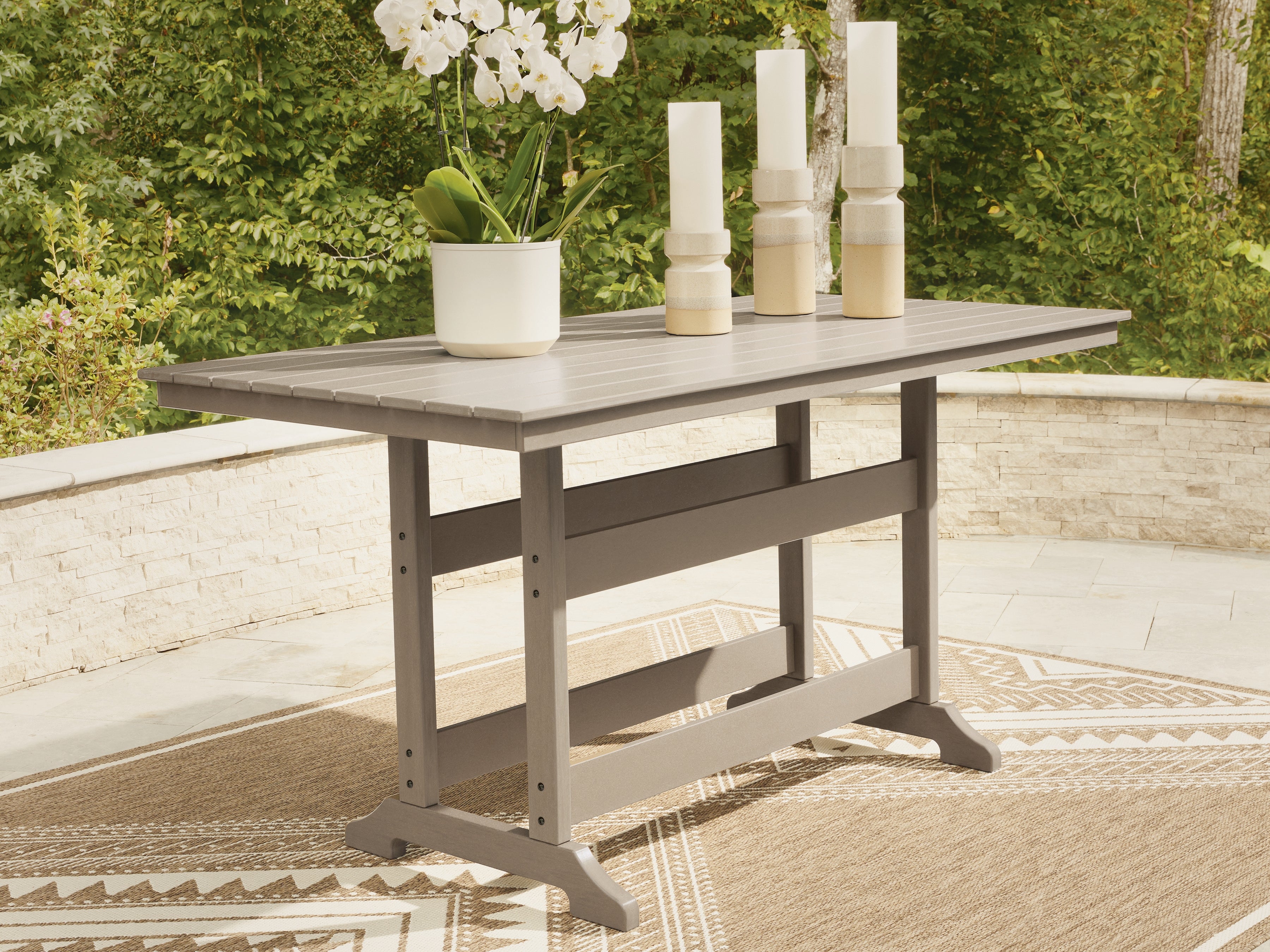 Diamond Furniture - Ashley Furniture - Seacliff Beach Outdoor Counter Height Dining Table - RECT COUNTER TABLE W/UMB OPT - PCP228-642