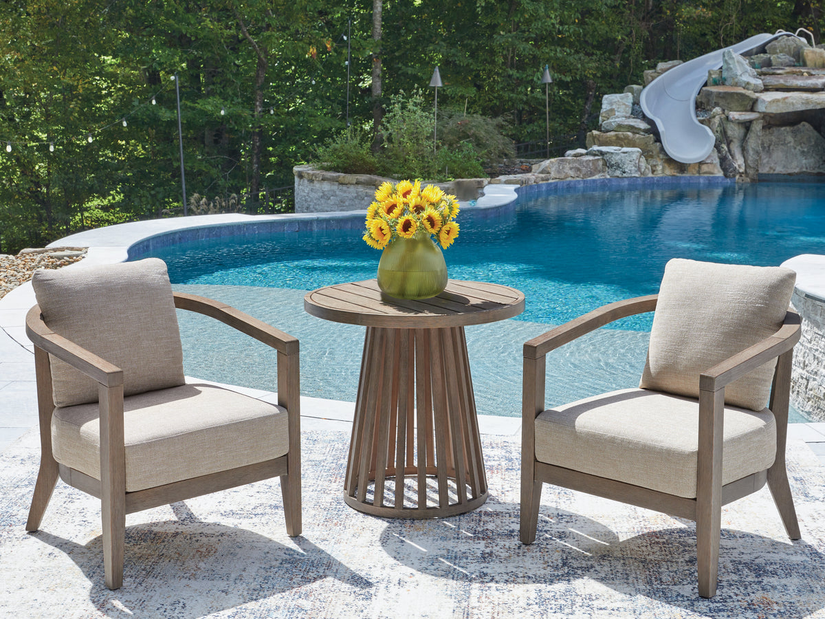 Diamond Furniture - Ashley Furniture - Joy Lagoon Outdoor Chairs with Cushions/Table (Set of 3) - Chairs w/CUSH/Table Set (3/CN) - PCP310-050