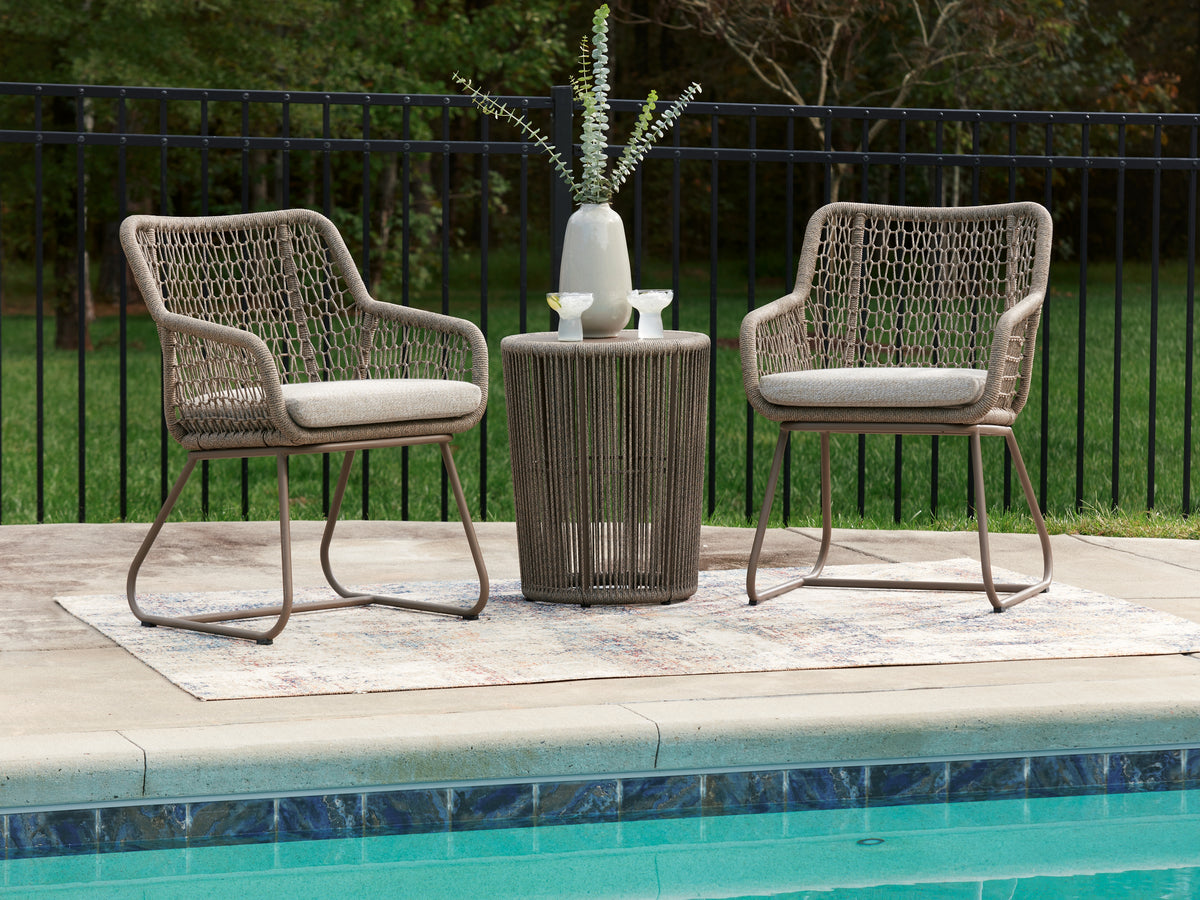 Diamond Furniture - Ashley Furniture - Majors Beach Outdoor Table and 2 Chairs - Chairs w/CUSH/Table Set (3/CN) - PCP321-050