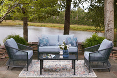 Diamond Furniture - Ashley Furniture - Bridges Beach Outdoor - Love/Chairs/Table Set (4/CN) / Gray - PCP391-080